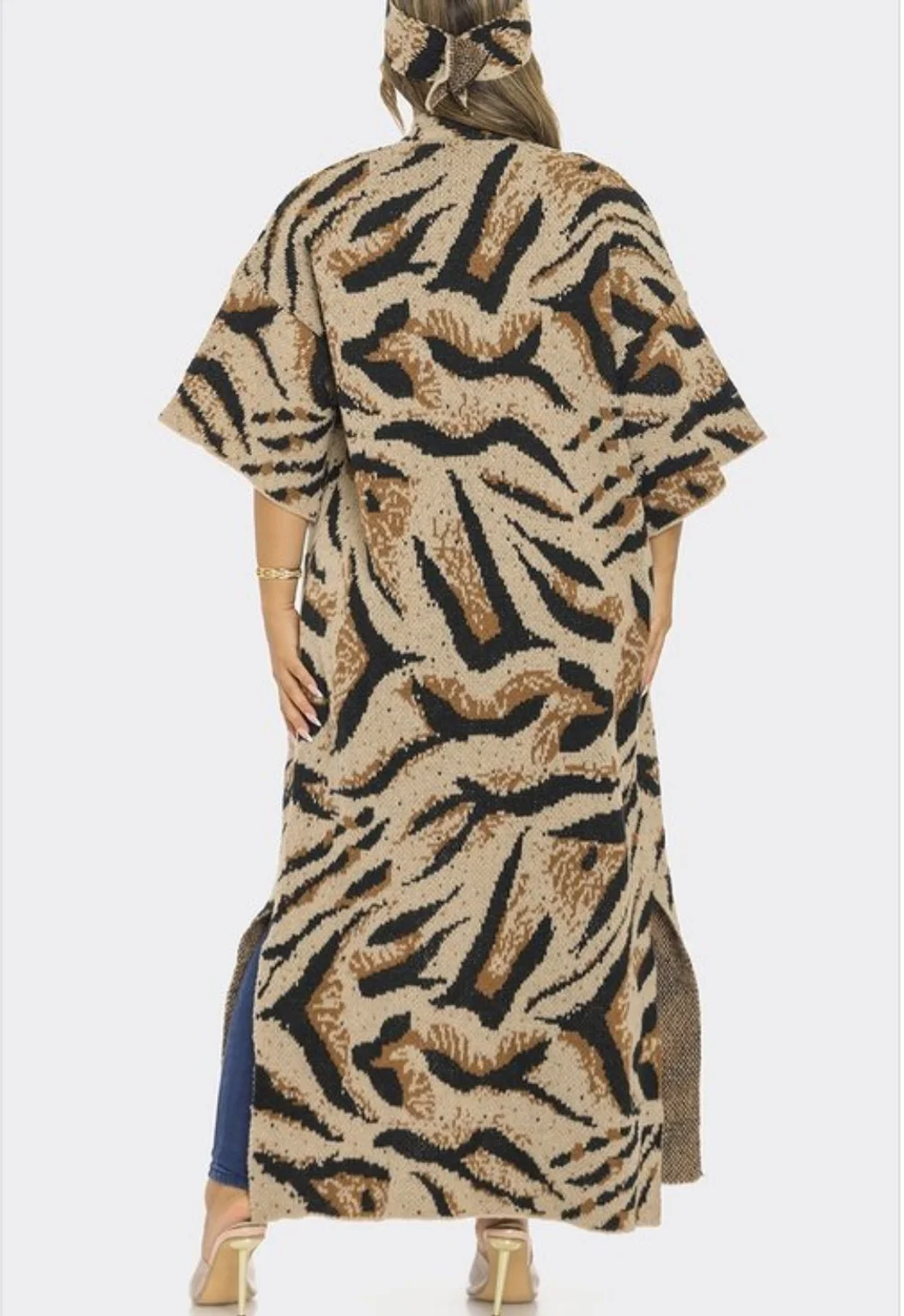 Brown Tiger Striped Cardigan — Cutina Miller
