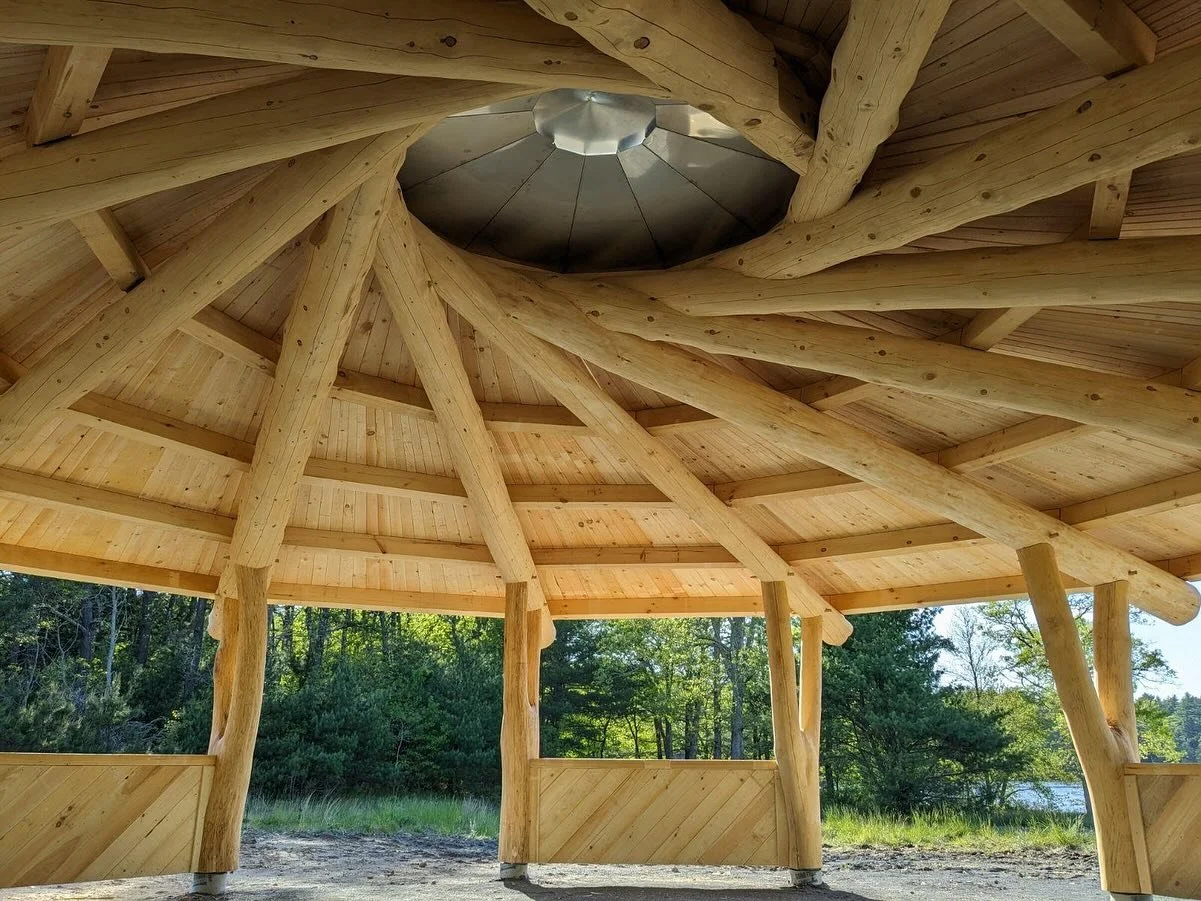 Working @timberhomesvermont is a pleasure.  They are true experts in their craft. Building this stainless roof structure for the log rafter reciprocating roof puts our work on top of something really unique.  This roof allows for smoke and heat to es
