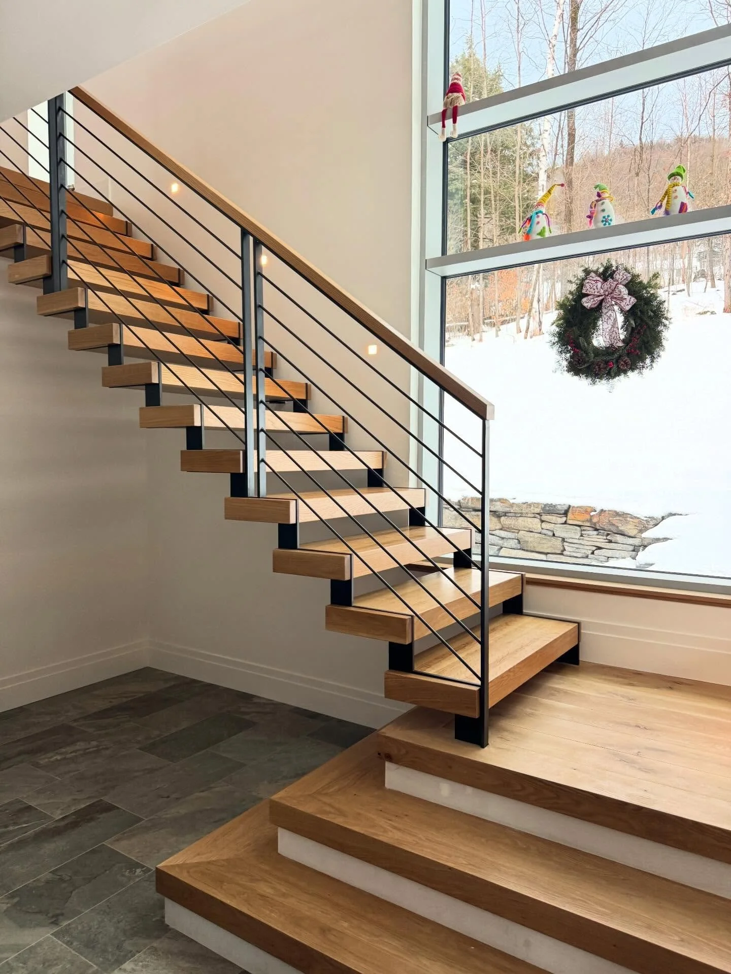 Steel lets you do things wood alone will not. In full disclosure, we had to come up with a solution to reduce some excessive bounce in the stringers, but were still impressed with how the strong steel was.  These stringers are a fun take on how to bu