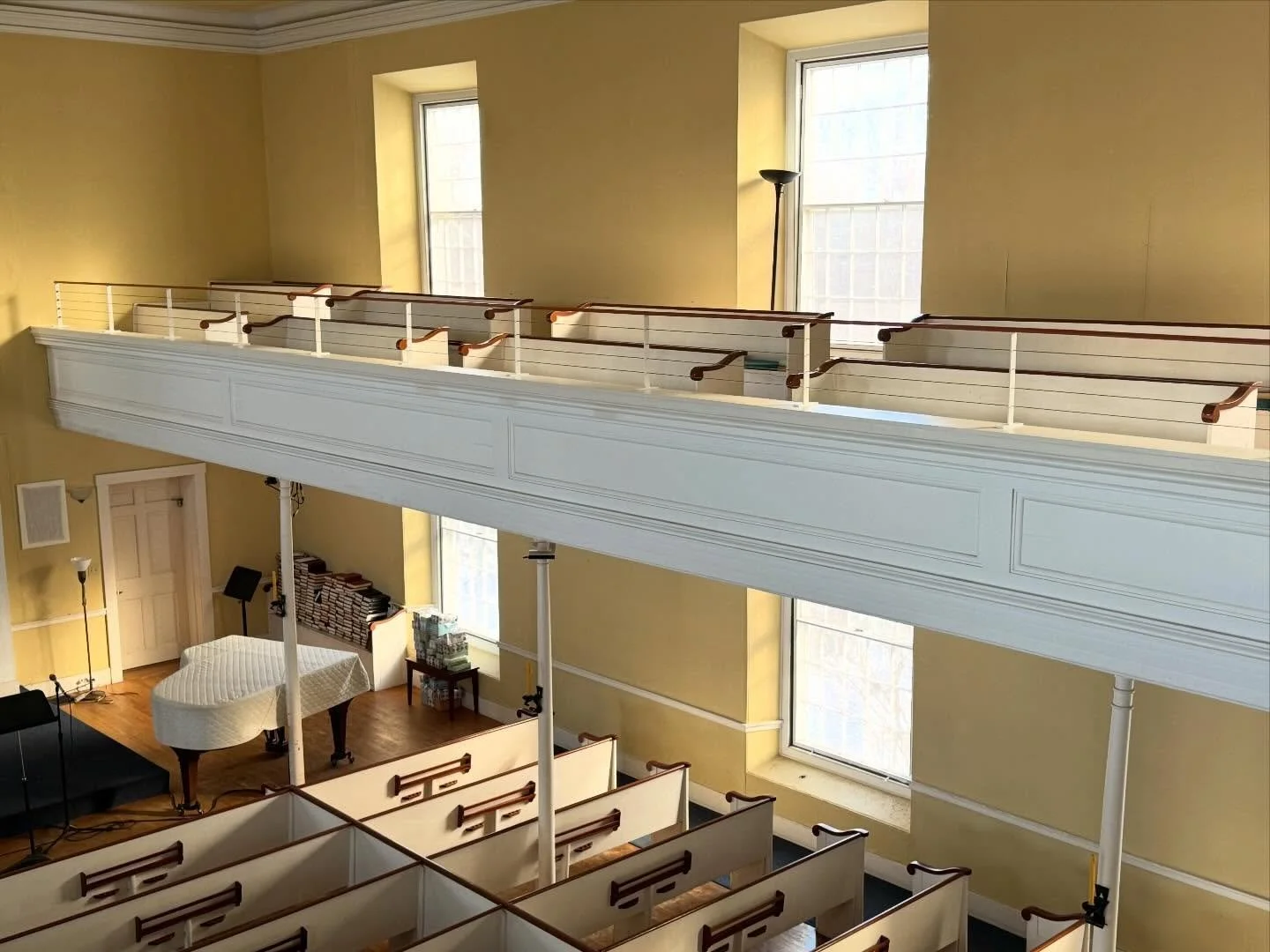 We recently had the pleasure of working on this nearly 200 year old church in Thetford, Vermont. It&rsquo;s very different working in these spaces of craftspeople many generations passed. This railing addition brought needed comfort to the balcony in