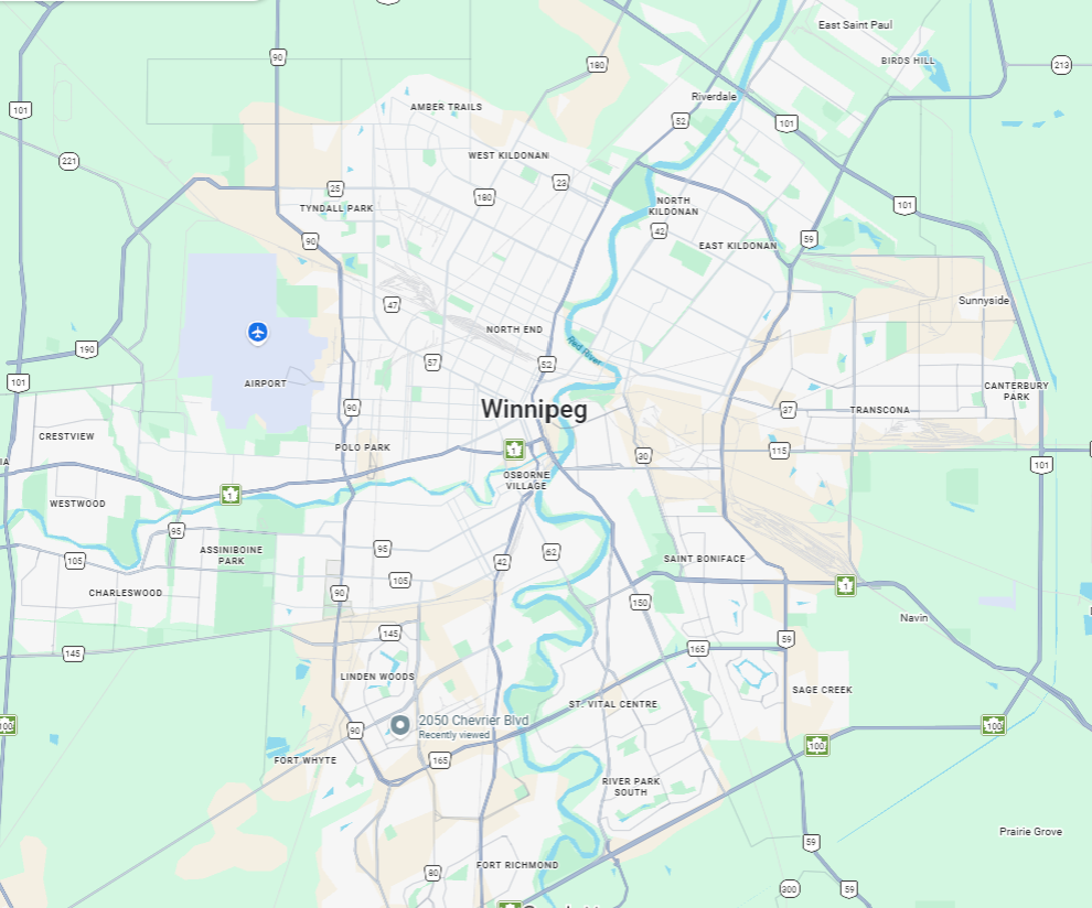 Map of communities in Winnipeg