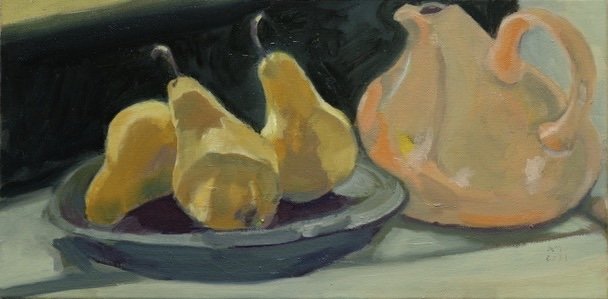 Bosc Pears and Pitcher 12" x 24"
