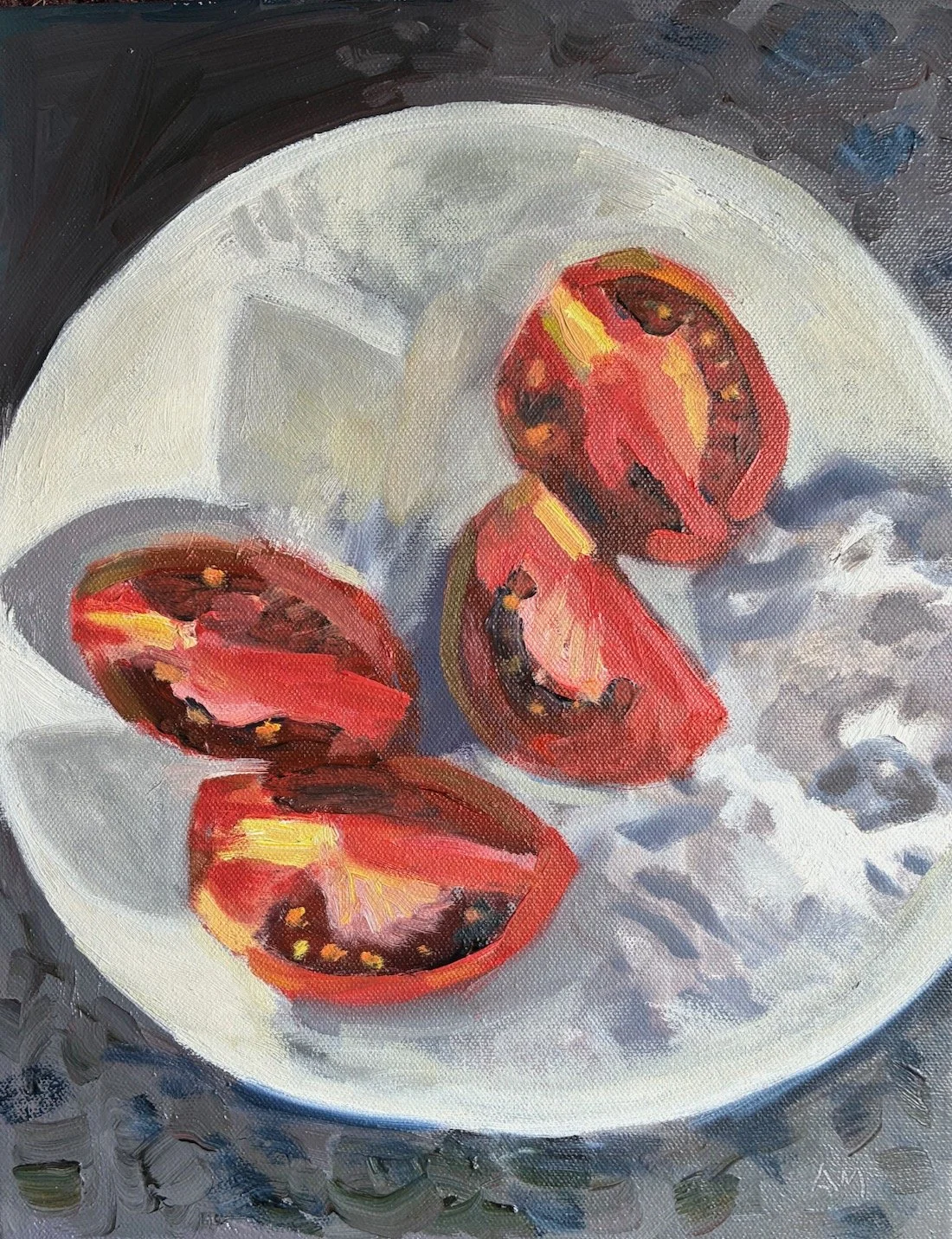 Tomato and Pentimento                  12"x9"