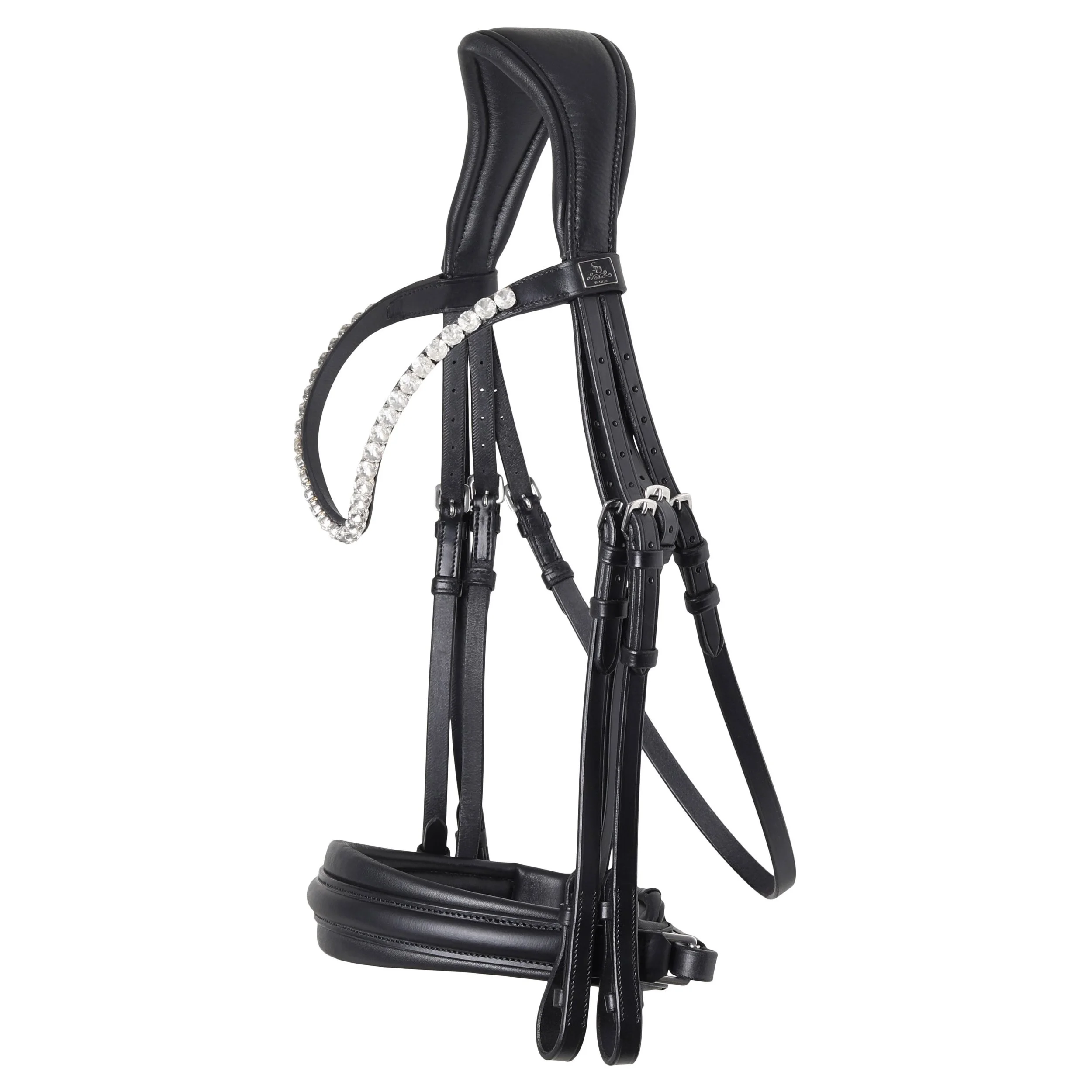 Bride De Dressage En Cuir Noir Avec Strass – SD Designs, Très Bon état