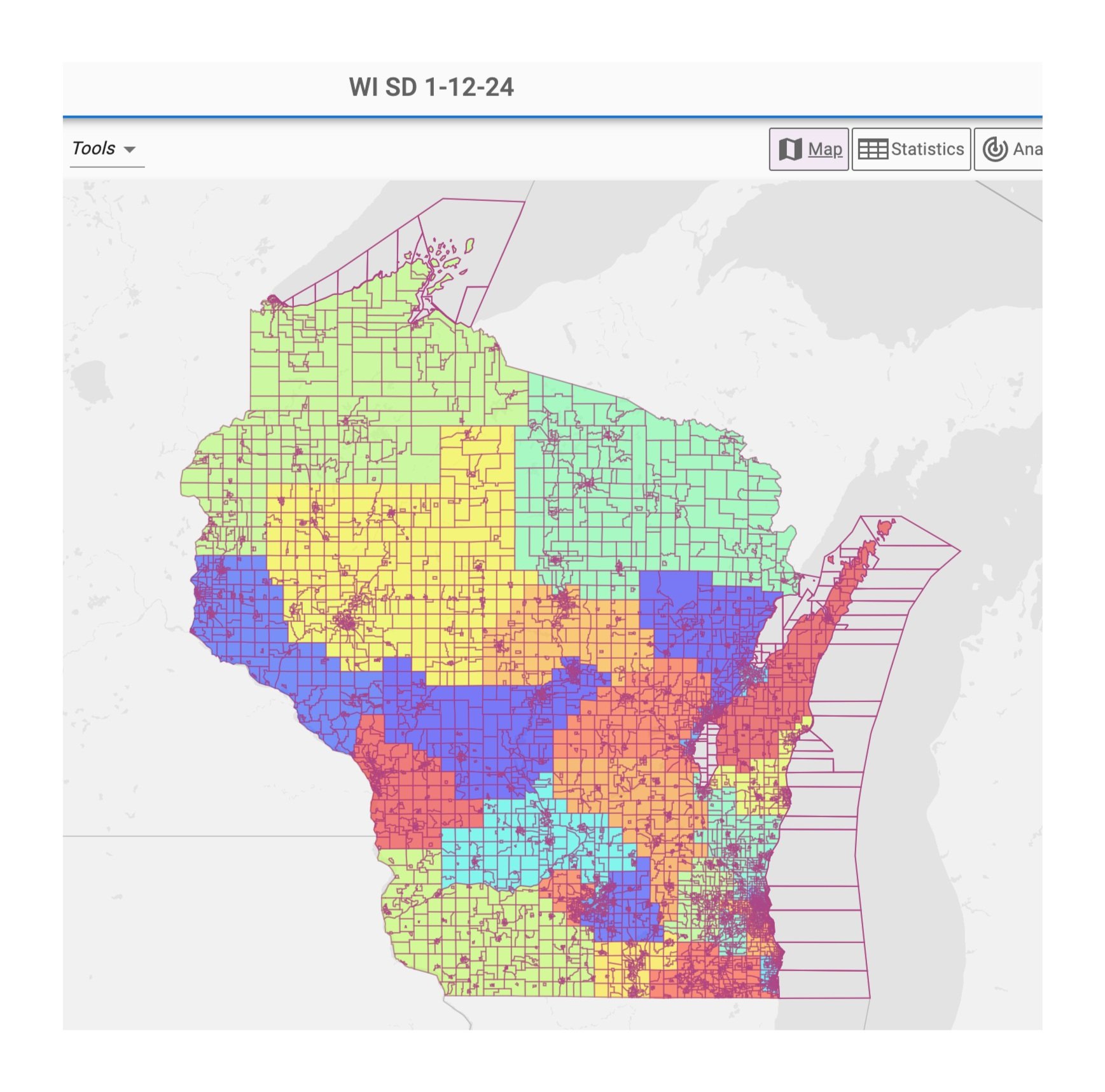 Dave's Redistricting App Senate District Map