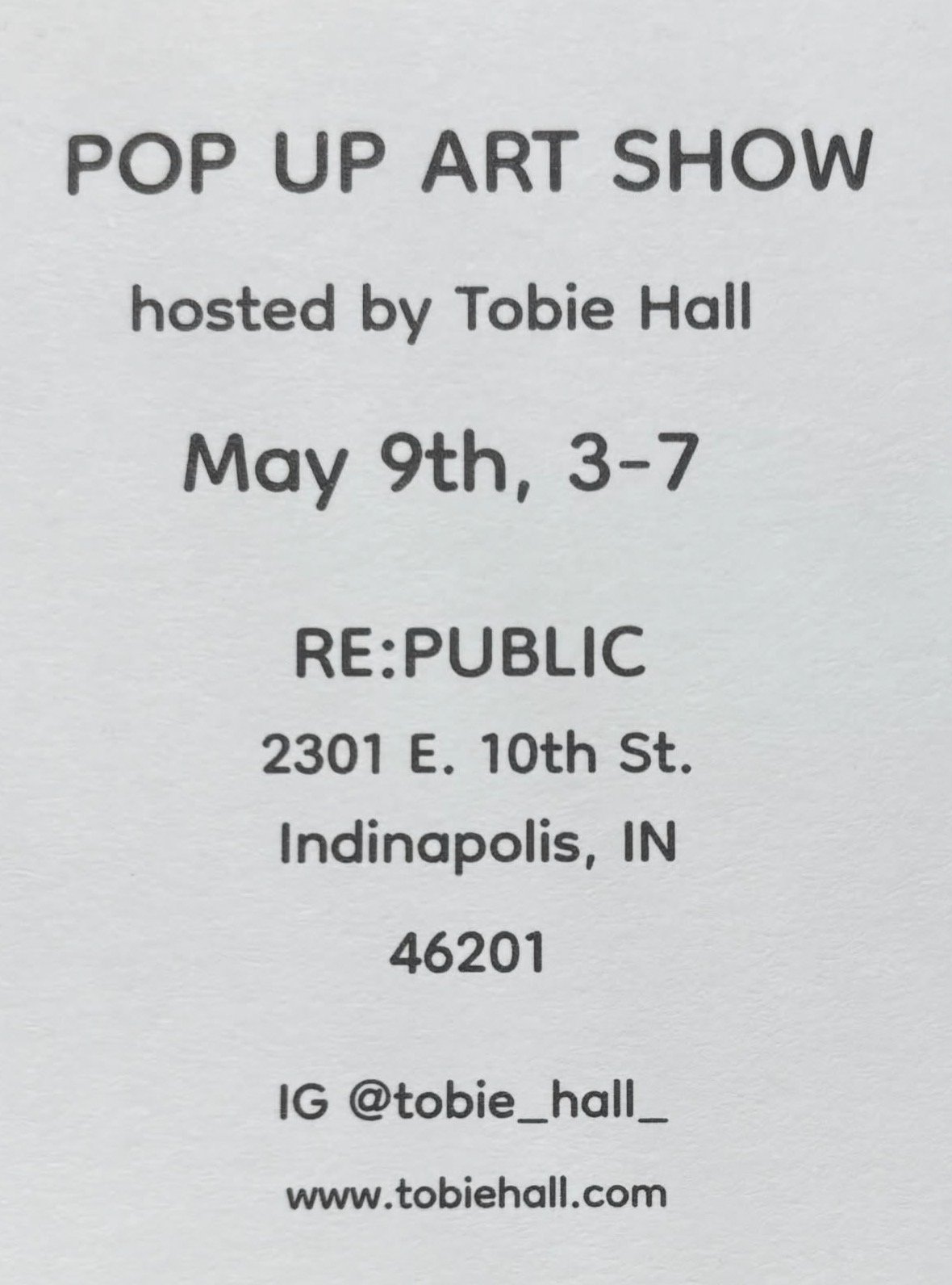 Tobie Hall // Pop Up Art Show