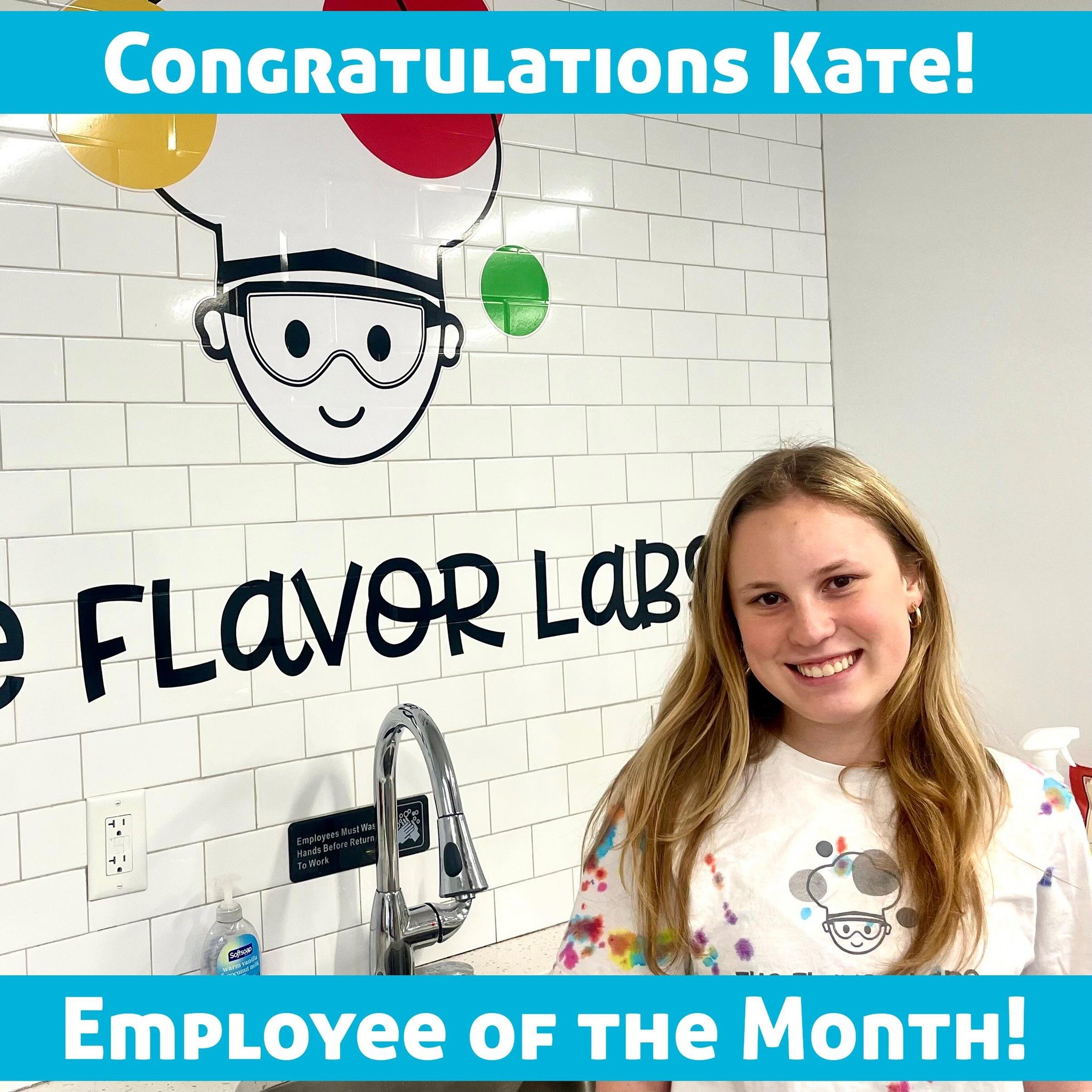 Congratulations to @katemiller_12 , our April Employee of the Month! Kate always goes above and beyond and was recognized by her peers for the work she does to ensure our parties and classes always run smoothly. Thank you Kate!! We&rsquo;re so lucky 