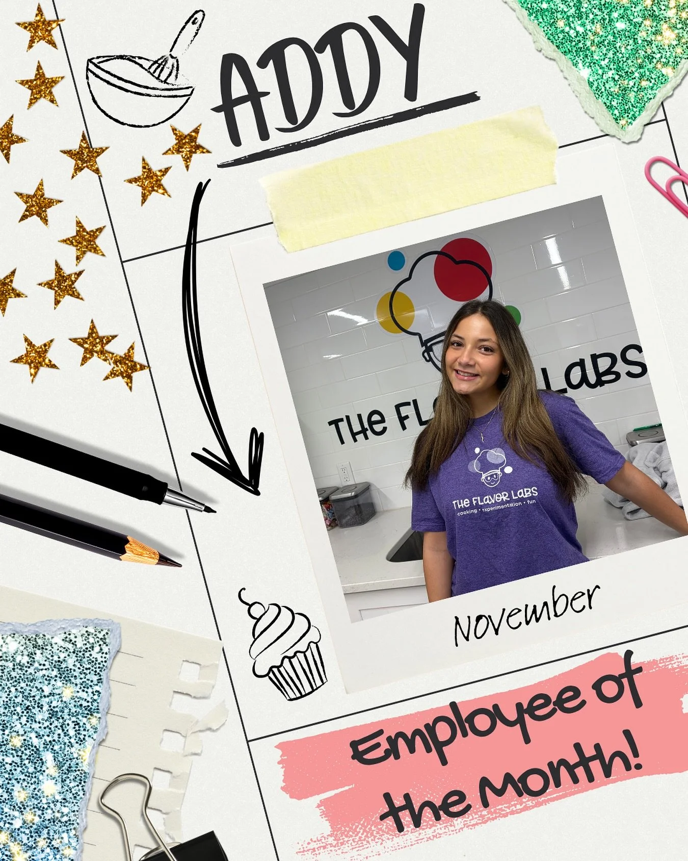 🎉 Meet our November Employee of the Month: Addy! Addy brings so much energy ⚡, creativity 🎨, and care 💕 to everything she does. Her positive spirit and good vibes make The Flavor Labs even sweeter🍭💛 Congratulations!🥳🙌
&bull;
&bull;
&bull;
#the