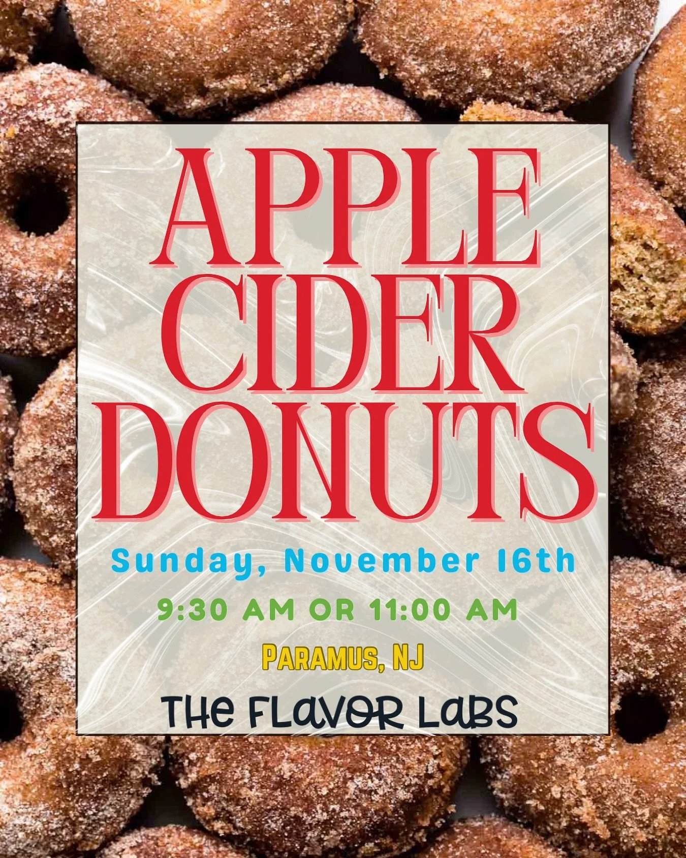 Donut miss this fall favorite🍎🥰Join us this Sunday in our Paramus studio for a 60-minute class where you&rsquo;ll make six apple cider donuts from scratch!🍩🍂
&bull;
&bull;
&bull;
#theflavorlabs #cookingstudio #bergencounty #newjersey #bakingclass