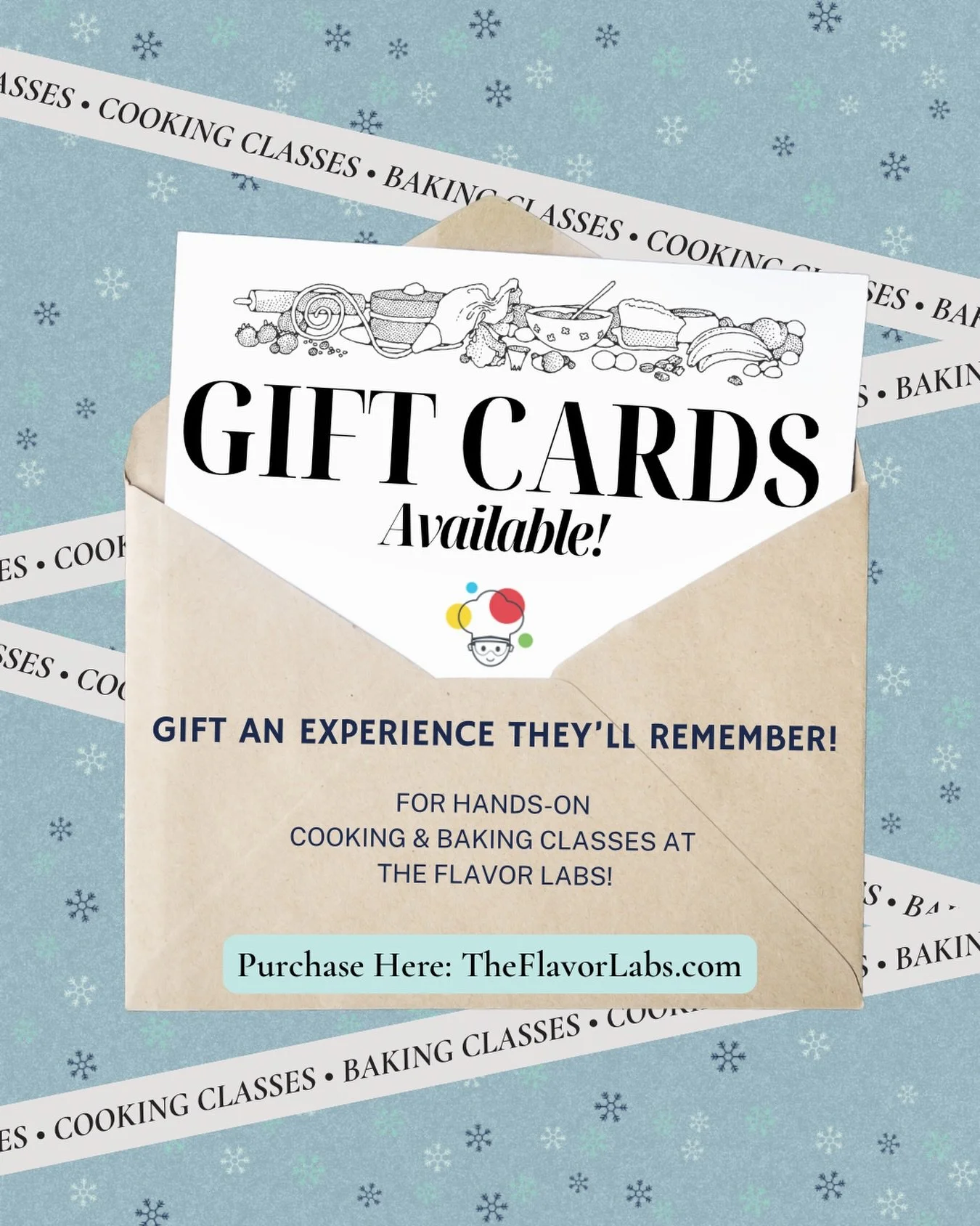 Looking for the perfect holiday gift? ☃️🎁 Give a fun, hands-on experience everyone will love with our GIFT CARDS! ❄️✨ Can be purchased on our website (theflavorlabs.com) 📲😋
&bull;
&bull;
&bull;
#theflavorlabs #cookingstudio #bergencounty #newjerse