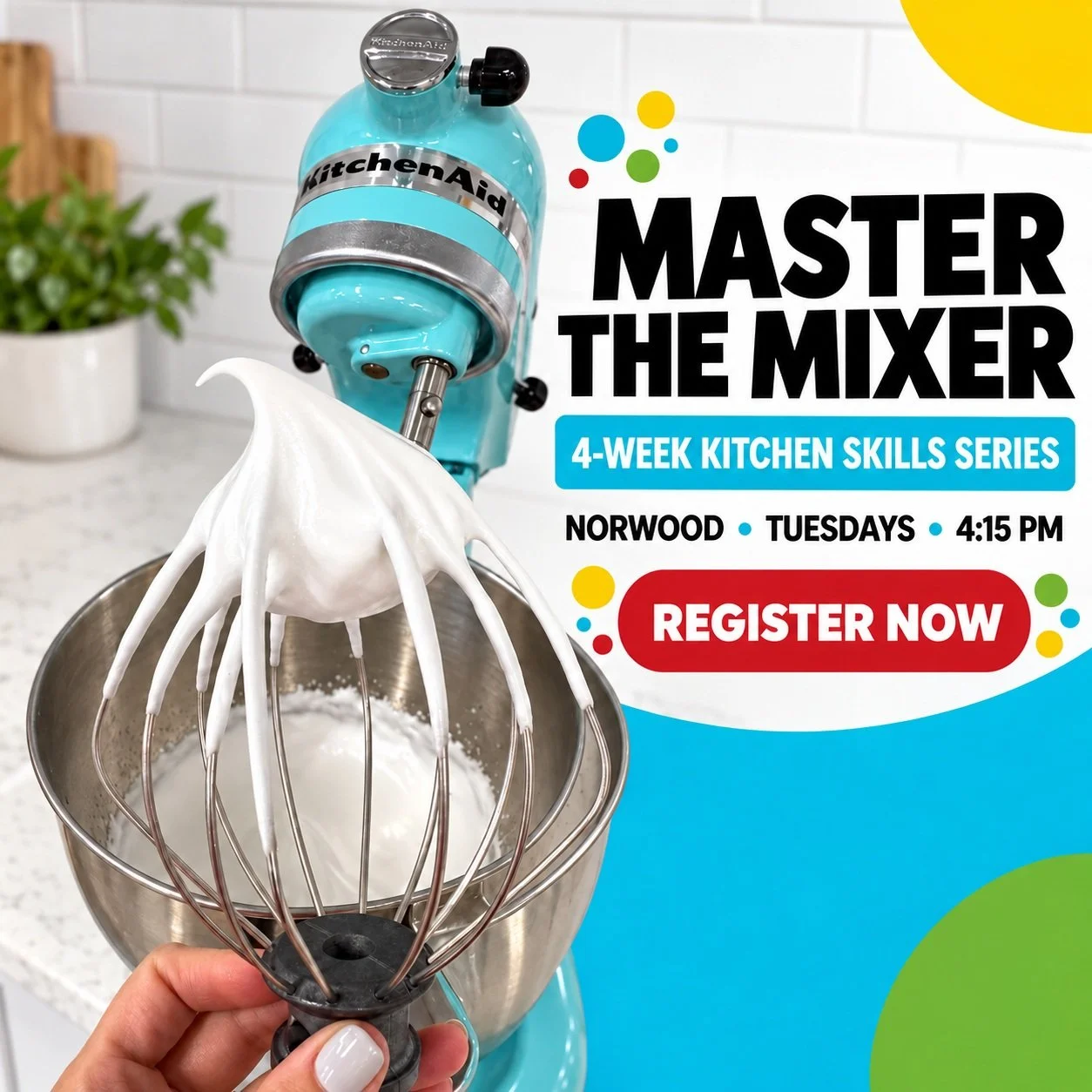 It&rsquo;s time to MASTER THE MIXER! 👩&zwj;🍳

In this new 4-week, hands-on Kitchen Skills Series, young chefs will discover everything a stand mixer can do&mdash;while building techniques they&rsquo;ll use for years to come.

Each week, we&rsquo;ll