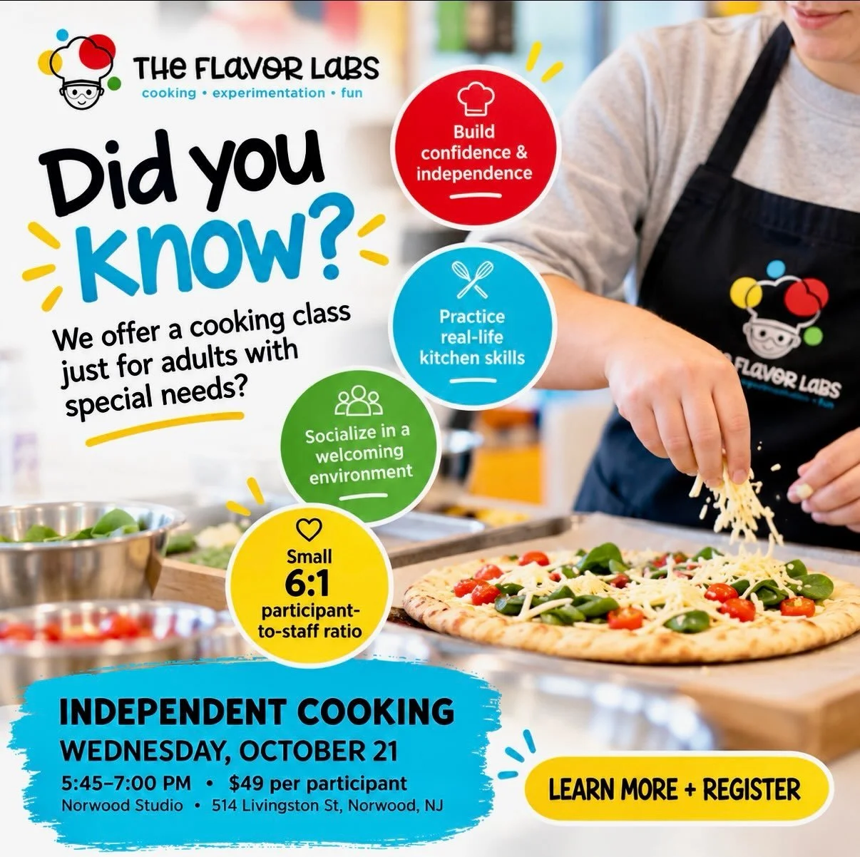 👩&zwj;🍳 Did you know cooking is about so much more than food? 💙

It&rsquo;s about building confidence, learning everyday skills, making new friends, and gaining independence &mdash; one delicious creation at a time!

At The Flavor Labs, our Indepe