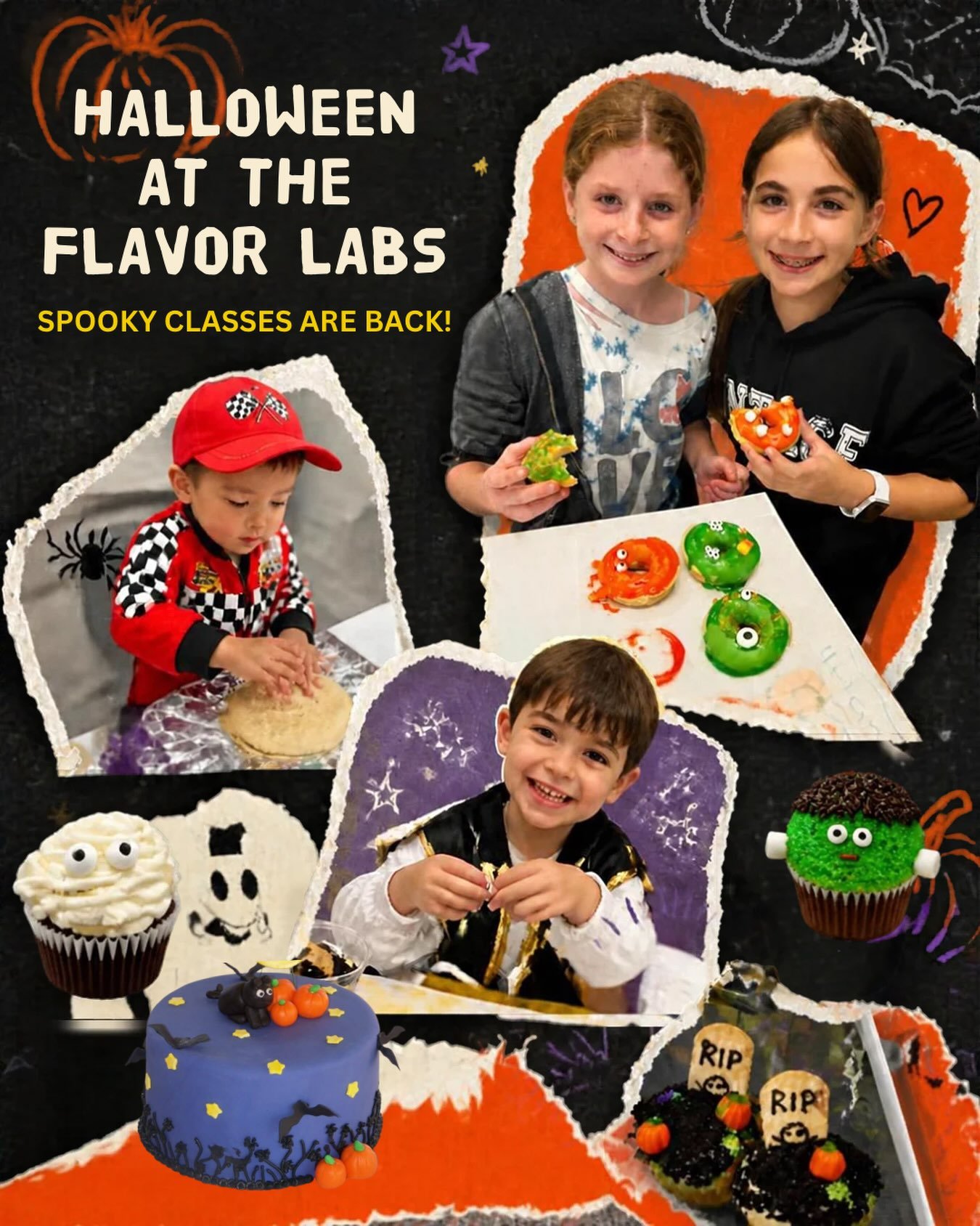 🎃 Something SPOOKY is cooking at The Flavor Labs! 👻

Our Halloween cooking classes are BACK, and we&rsquo;ve got some monstrously delicious fun planned! 🧁🕷️

From creepy-cute treats to spooky sweets, little chefs will get hands-on in the kitchen,