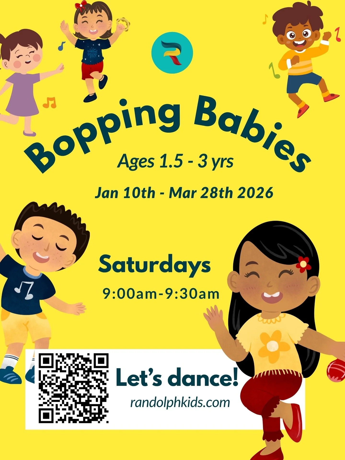 NEW CLASS ALERT!! ⭐️ Bopping Babies⭐️
An energetic, music filled movement class designed for infants &amp; toddlers. Great for bonding, and playful exploration, helping little ones develop coordination and confidence while having fun with their careg