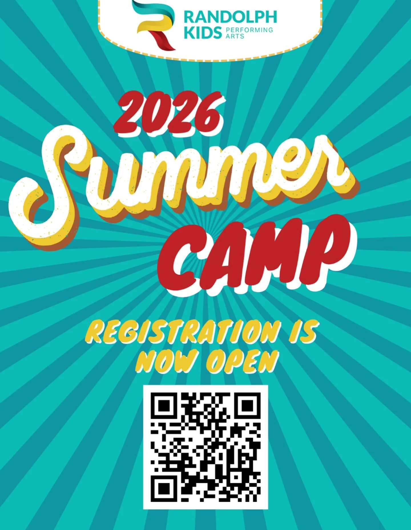 Summer camp registration is now open! We offer a variety of camps for kids ages 5 - 16. 

You can register by scanning the QR code, this Jackrabbit link https://app.jackrabbitclass.com/regv2.asp?id=534161 OR visit our Randolph Kids website summer cam