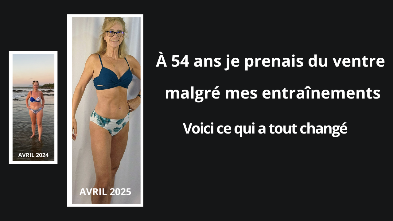 Avant/après transformation d’une femme de 54 ans : perte de 25 livres et 5 pouces de tour de taille grâce à la musculation après la ménopause.