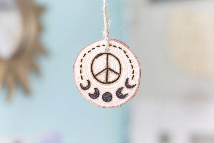 Wood Art Kiana S Wood Art Kiana S, Peace Sign Rear View Mirror Charm