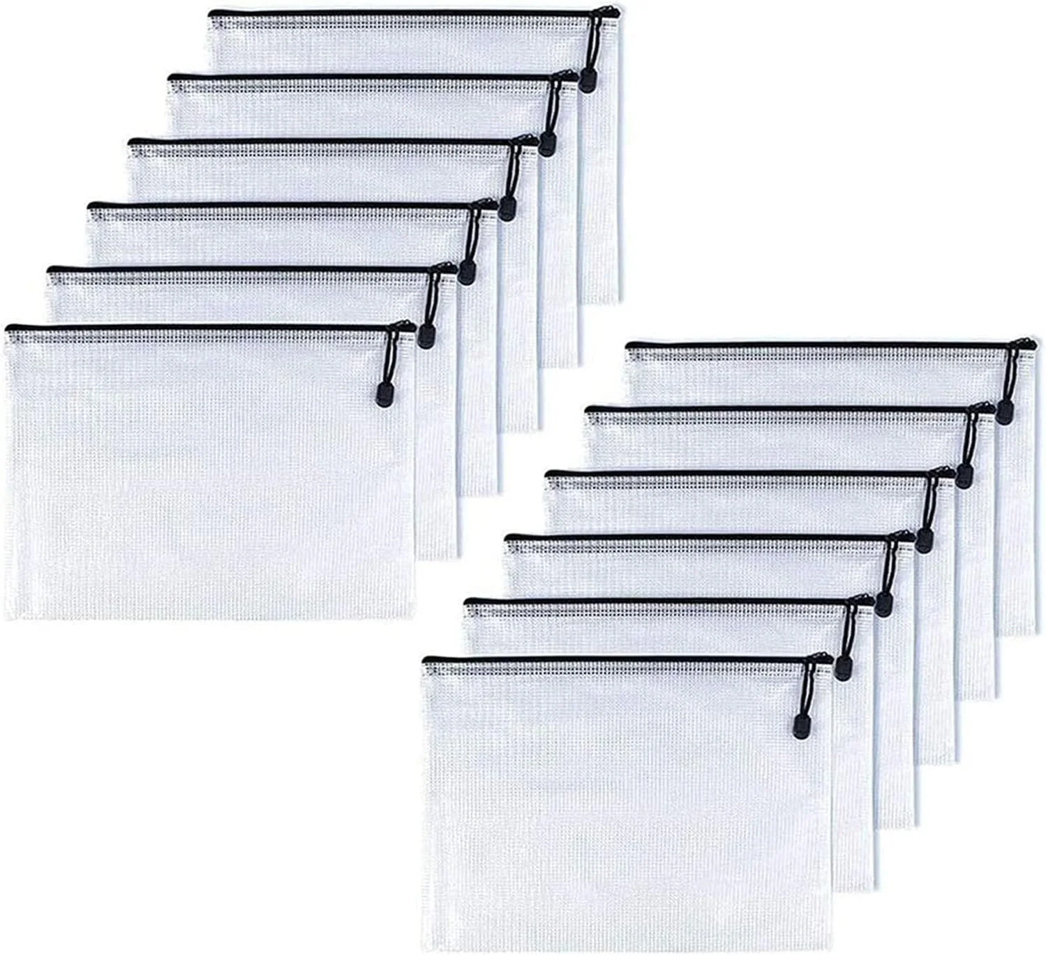 Oaimyy-B5(8"x 11",12 Pcs) Plastic Mesh Zipper Pouch Document Folders Bag