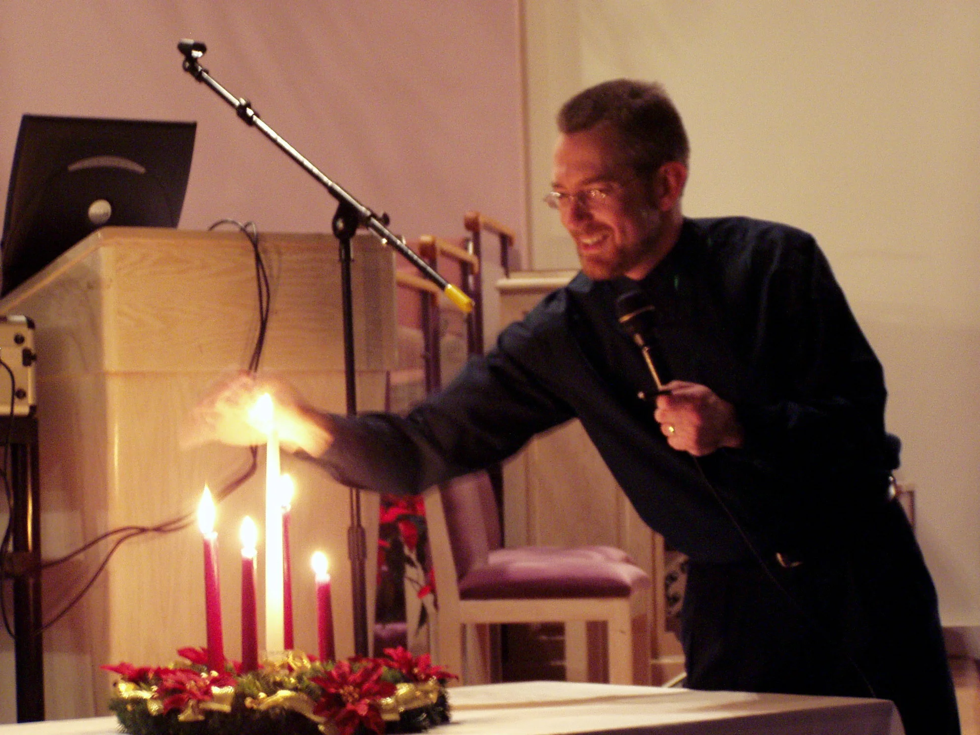 Lighting the Advent Wreath, as we remember the Hope, Love, Joy, Peace and Light Jesus brings us.