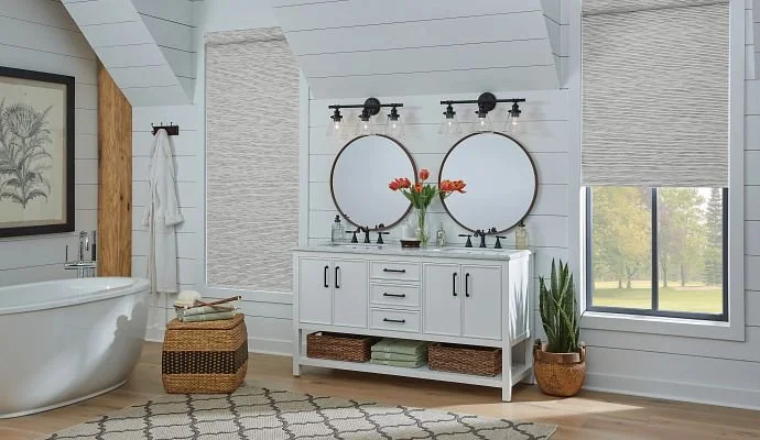 Graber Roller Shades present a clean, modern style in fresh, new, on-trend fabrics—from sheer to blackout. You'll find a roller shade to fit any window, including your extra-wide windows. And the fabric-wrapped flat valance presents a finished look