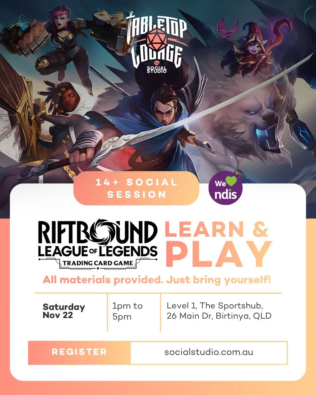 Welcome to the Rift! 🌀 Whether you're a League of Legends veteran or just TCG-curious, our 'Riftbound' Learn &amp; Play is the perfect place to start.

We're diving deep into the all-new League of Legends Trading Card Game! All materials are provide