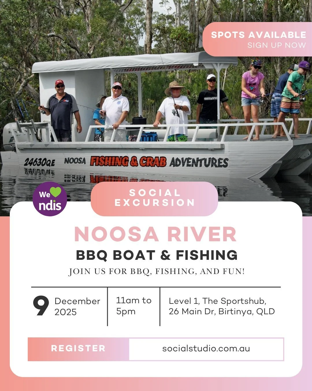 One of our first BBQ Boat &amp; Fishing Trip Next Tuesday! 🎣☀️ Join the 12+ crew for a fun-filled day on the Noosa River (Dec 9th, 11am-5pm). We're supplying the BBQ lunch, the boat, and the fishing gear. Limited spots left for this perfect summer o