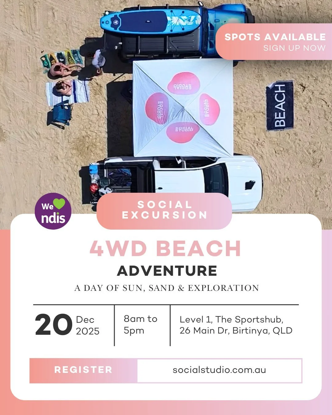 Ready for some sun and sand? Our Social Saturday 9+ group is heading out this weekend to enjoy the best of the Coast!

It's the perfect way to get out, explore, and wrap up the week with friends before the new year.

🗓️ Date: This Saturday (9am - 2p