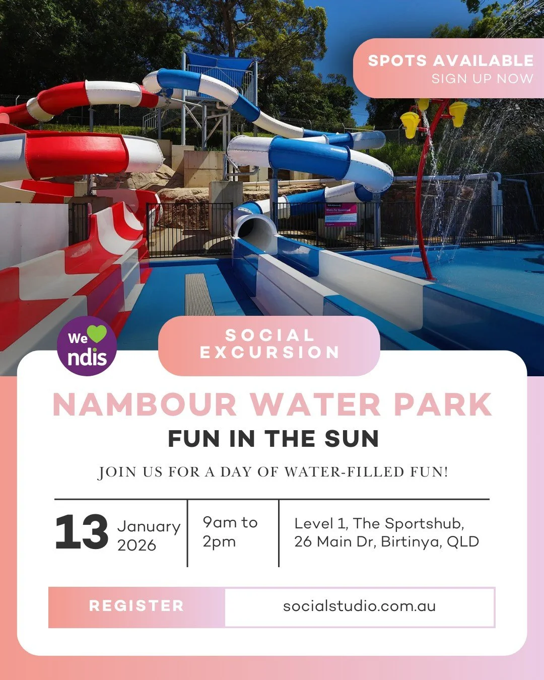 Make a splash next week on our Nambour Water Park excursion on January 13th! We&rsquo;re heading out for a full day of water, sun, slides, and  fun with the whole crew. Don&rsquo;t miss out! Book in today via our website to join the fun: https://www.