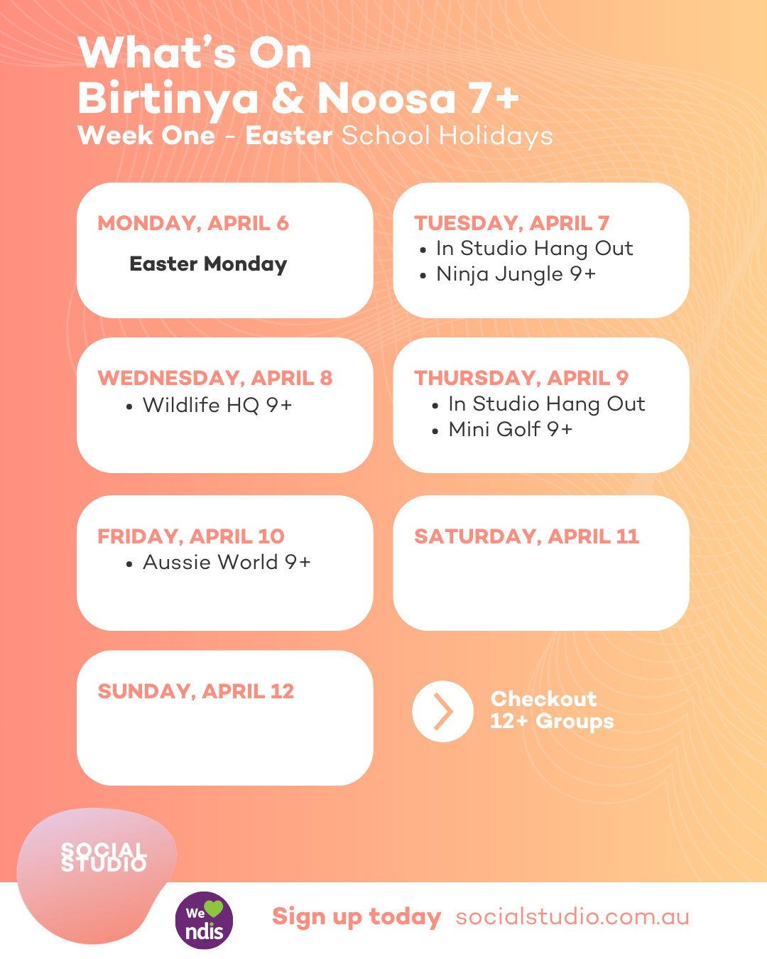 The Easter School Holiday calendars are officially LIVE!⁠
⁠
We have two massive weeks of adventure, creativity, and connection lined up for our 7+ crew across Birtinya and Noosa. From hitting the amusement and water parks to getting creative in the s