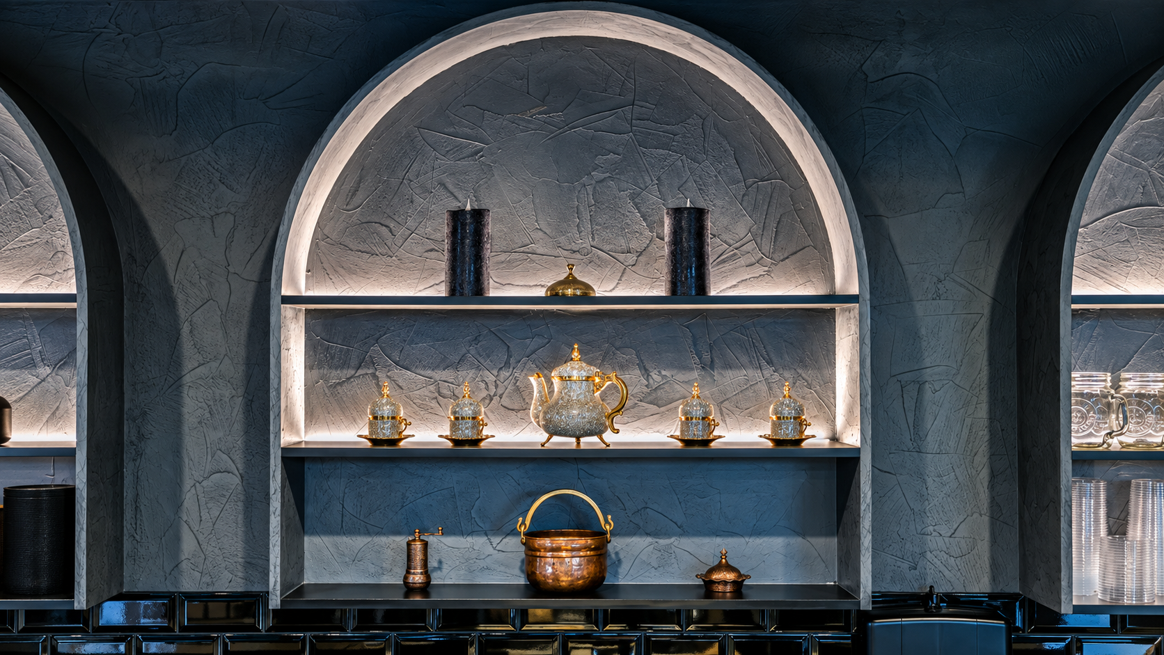 Moody Arched Alcove with Ornate Tea Set.png