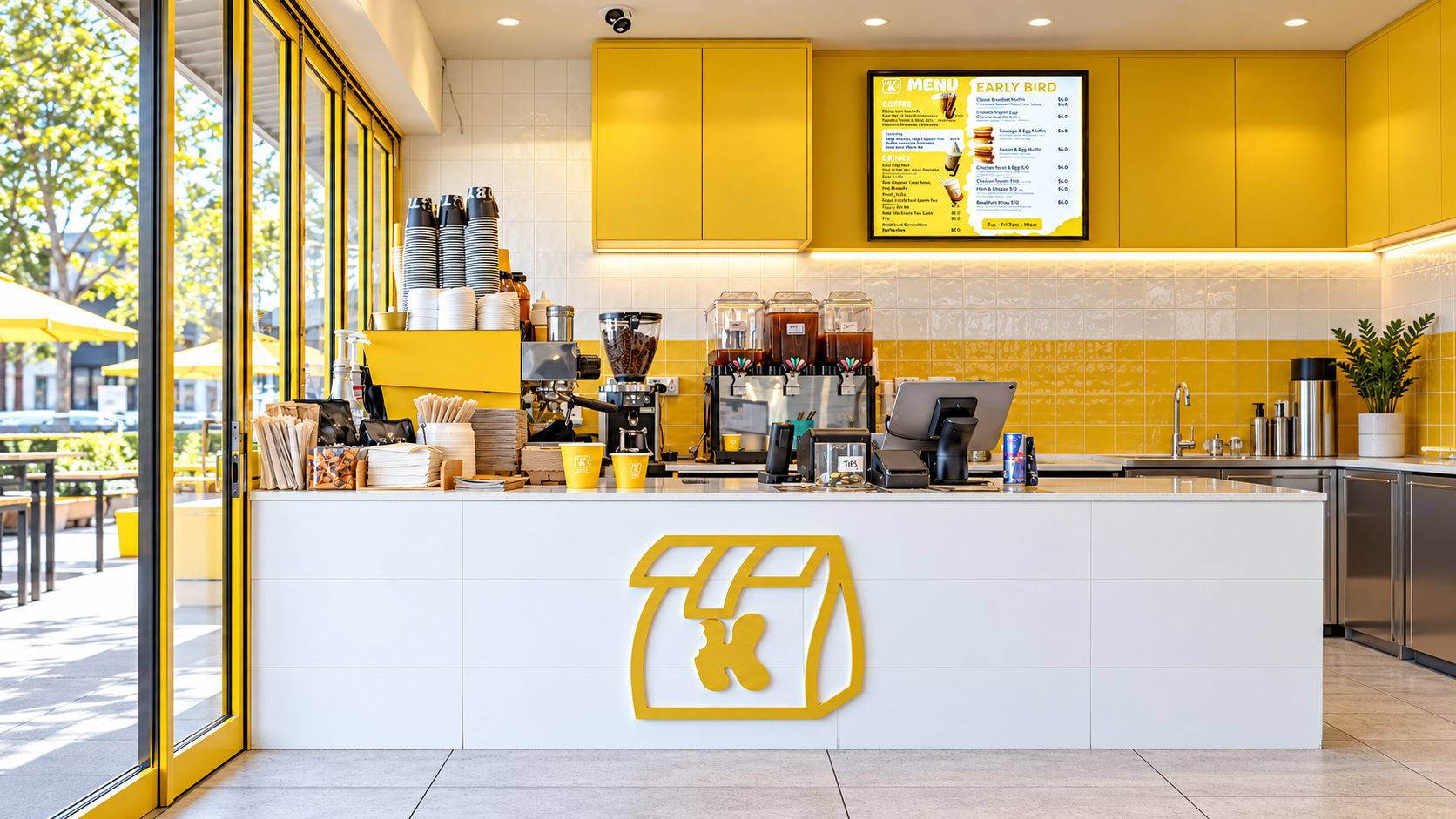 Bright Yellow Minimalist Coffee Counter.png