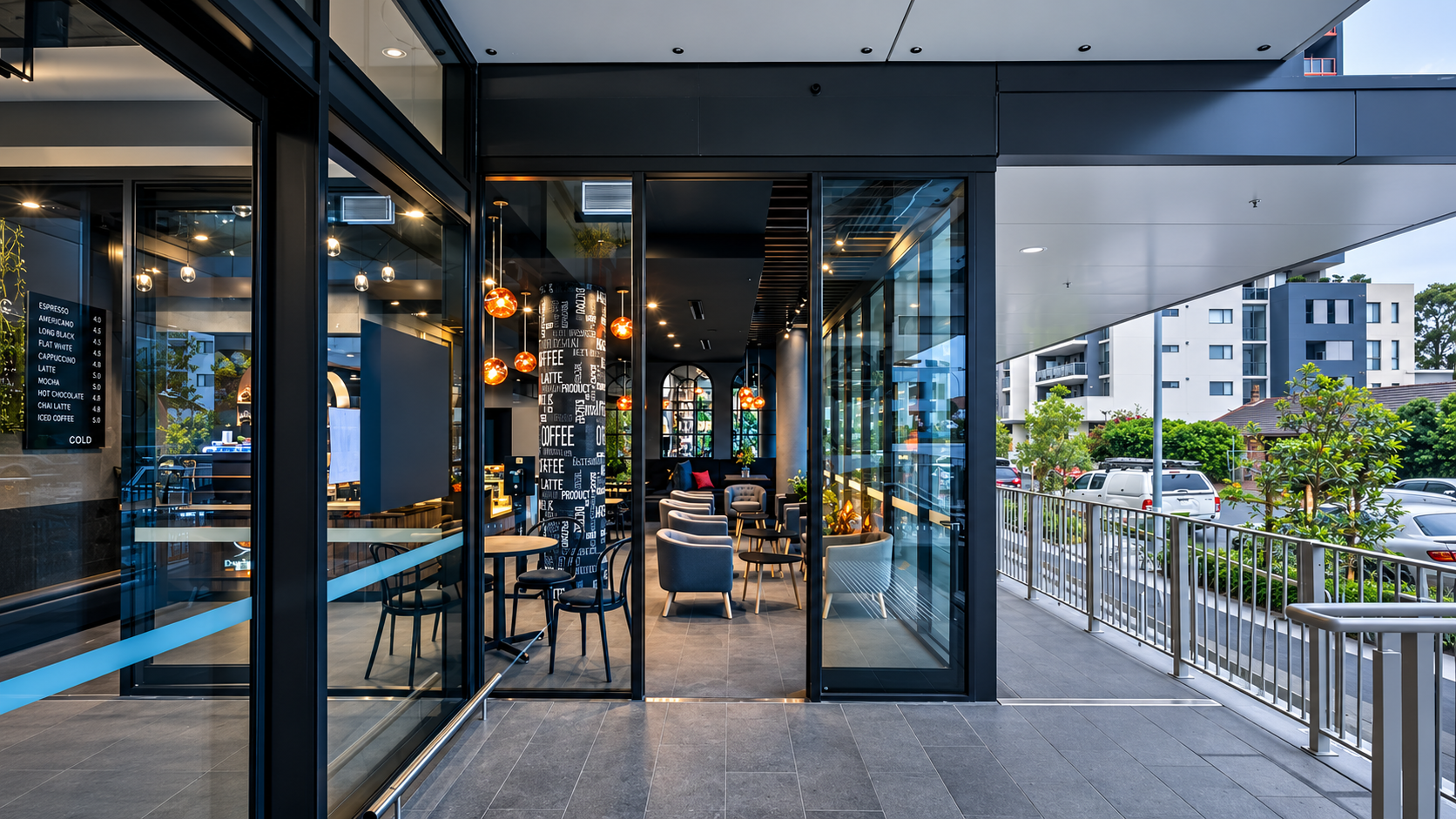 Modern Café Entrance with Warm Interiors.png