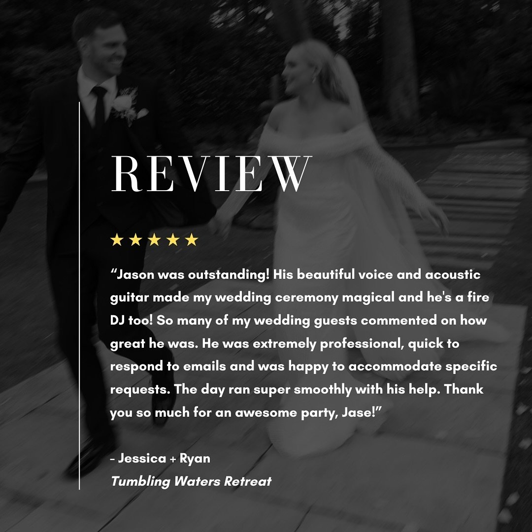 A breathtaking day at @tumblingwatersretreat 🧡

Jessica + Ryan tied the knot in style not too long ago + we had quite the party! Here are some lovely words shared from the bride + groom: 

&ldquo;Jason was outstanding! His beautiful voice and acoust