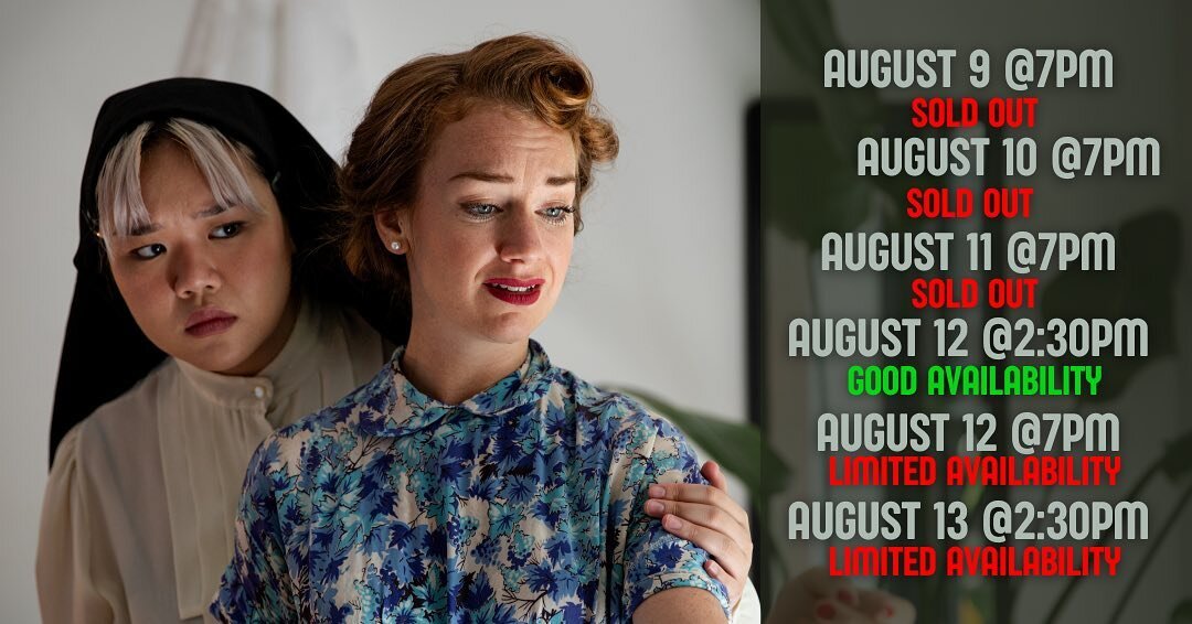 🚨 SOLD OUT SHOWS 🚨

We are officially sold out for our first three performances of &ldquo;Suddenly Last Summer&rdquo;!!

Still tickets available for the weekend! Buy yours today before they&rsquo;re gone! 🪴

Also huge shoutout to Danielle Thorn (@