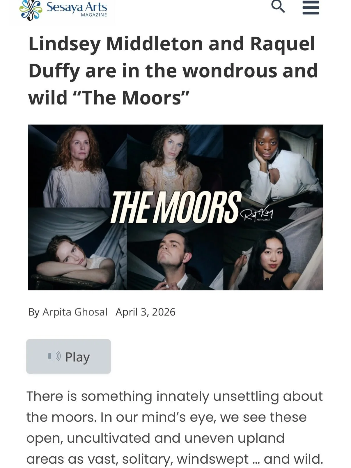 EXTRA! EXTRA! READ ALL ABOUT IT! 🌟
THE MOORS IS IN THE NEWS! 🌟
AND WE&rsquo;RE GONNA SHOUT IT! 🌟

Huge thank you to @hiarpitaghosal from @sesayarts for such an incredible article! Read the full thing at the link in our bio!

#TheMoors #RiotKingTO 