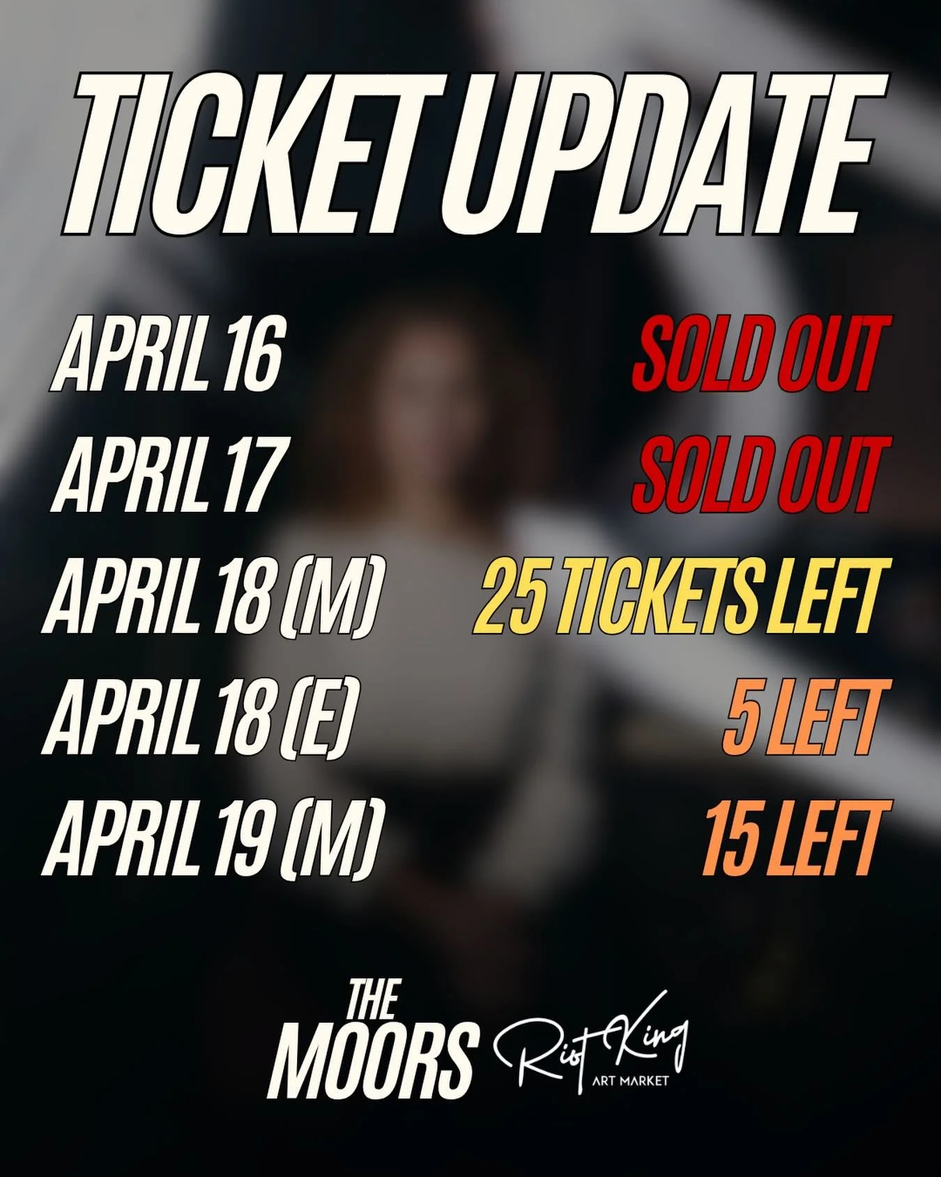 ONLY 45 TIKETS LEFT FOR THE ENTIRE RUN! I REPEAT - 45 TICKETS LEFT!! 😱😱😱

Tonight&rsquo;s performance is SOLD OUT. Last night&rsquo;s performance was SOLD OUT. Make sure you get your tickets now cause this weekend is coming in HOT! 🔥🔥🔥