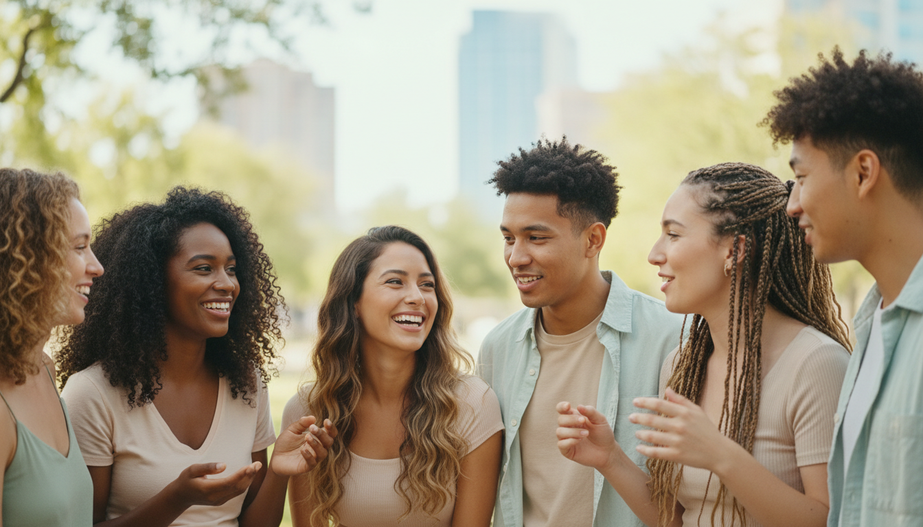 a group of diverse young adults smiles with a shared confidence of smooth skin after electrolysis in San Antonio