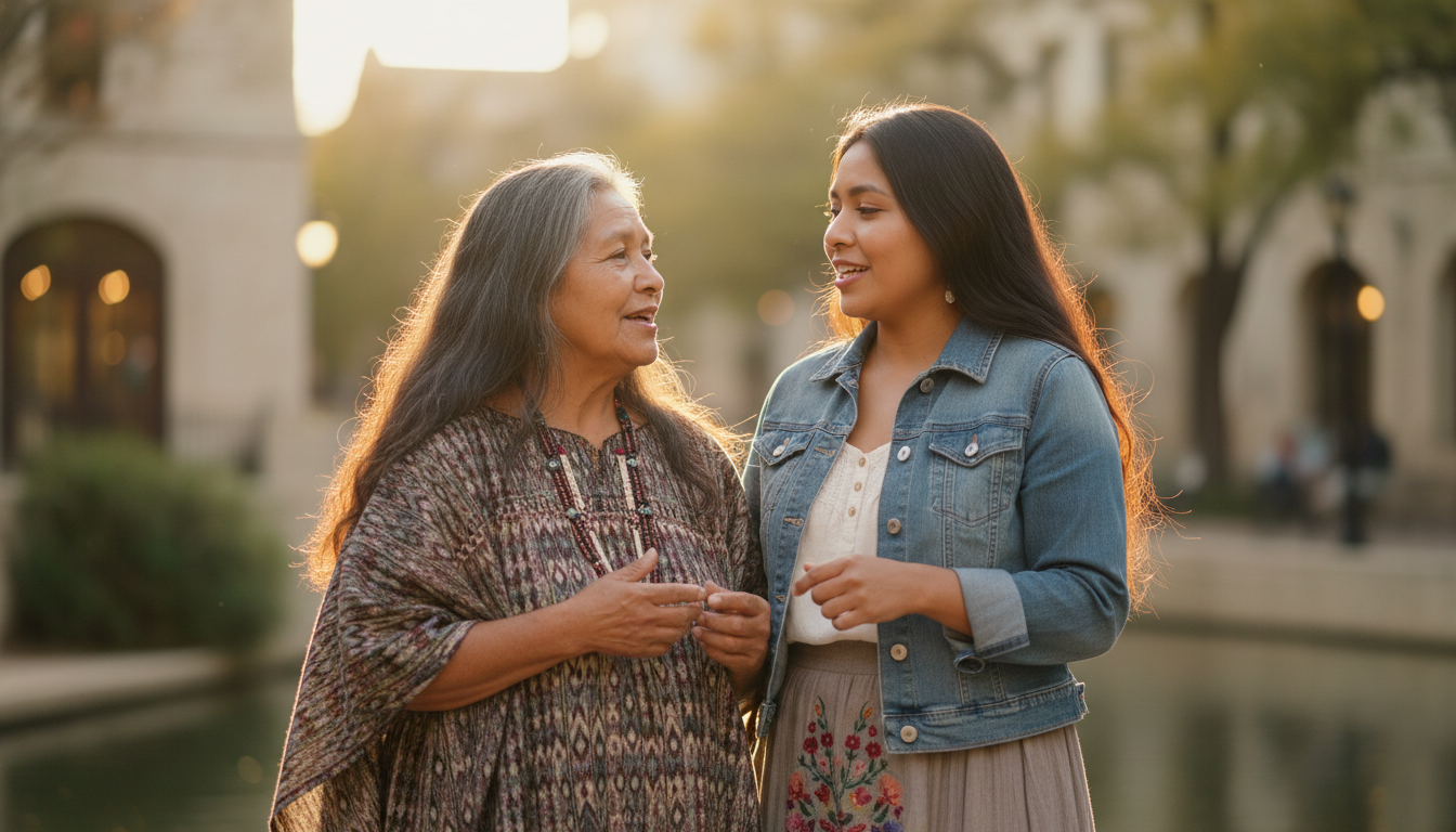 mother and daughter of enjoy confidence post electrolysis treatment in a natural setting in San Antonio, Texas