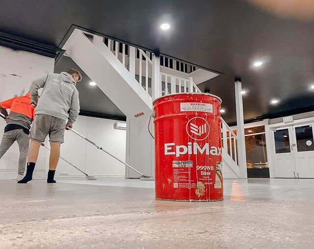 @epimax_technologies water based epoxy is our go to for majority of our grind &amp; seal jobs!! Just like this satin finish we achieved with a light grind to remove prior timber glue &amp; old paint from a damaged commercial floor. Swipe 👉🏼 to see 