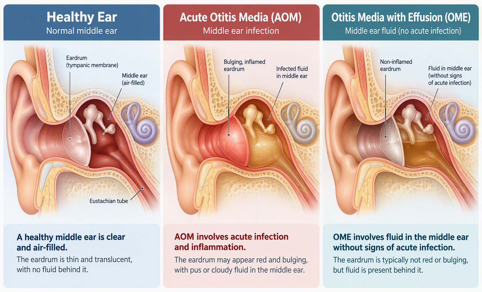 AOM vs. OME Middle Ear Fluid