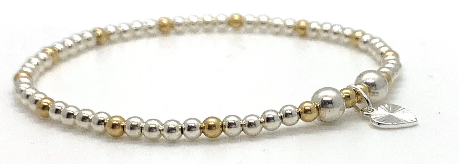 Striped Heart Charm Bracelet