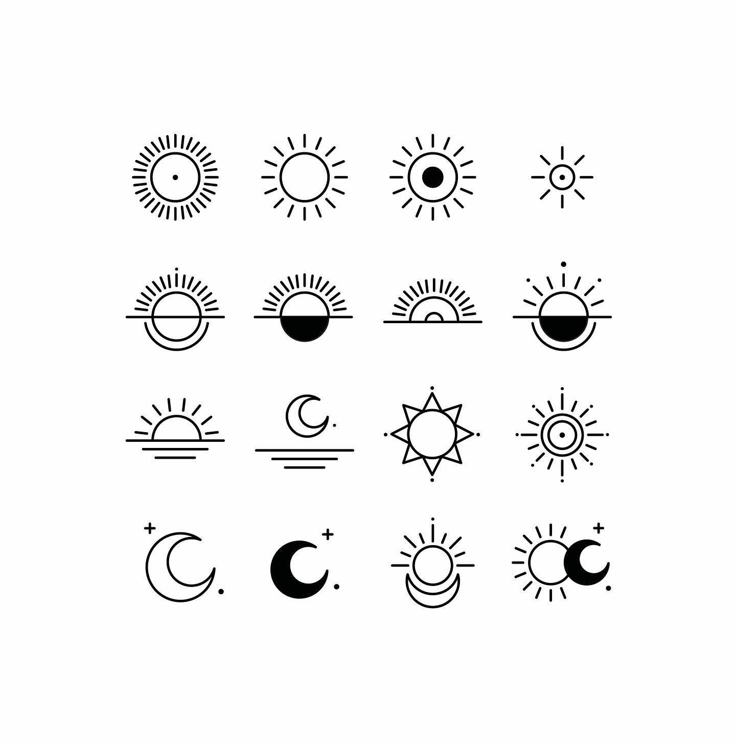 Sharing some more icons we created of our favourite symbols. 🌞🌙 Today is 11.11. A number considered to be a symbol of high energy, intuition, enthusiasm and creative energy. Live by the sun. Love by the moon. Opposites attract. That&rsquo;s us. 
.
