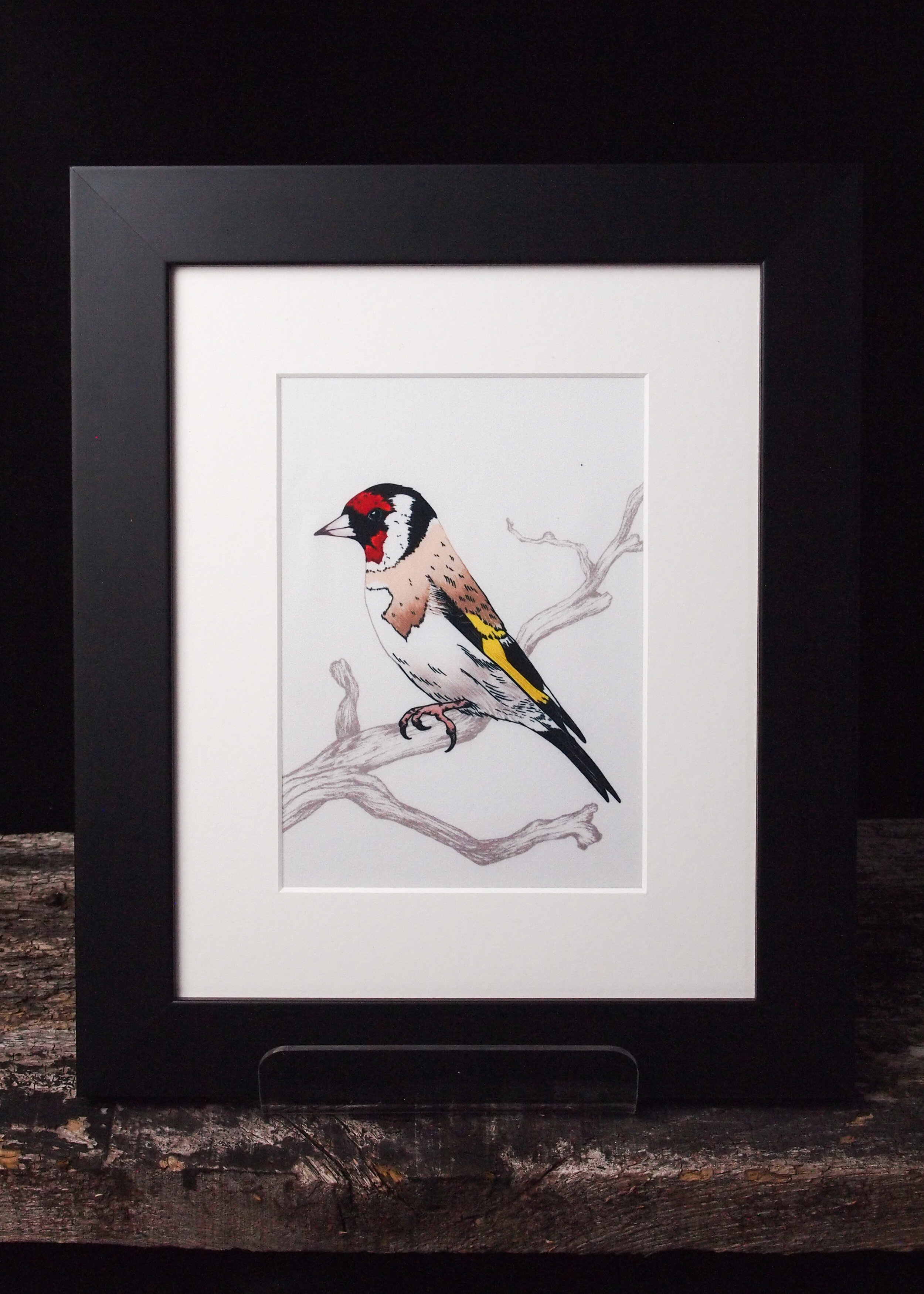 Goldfinch Framed Fabric Print