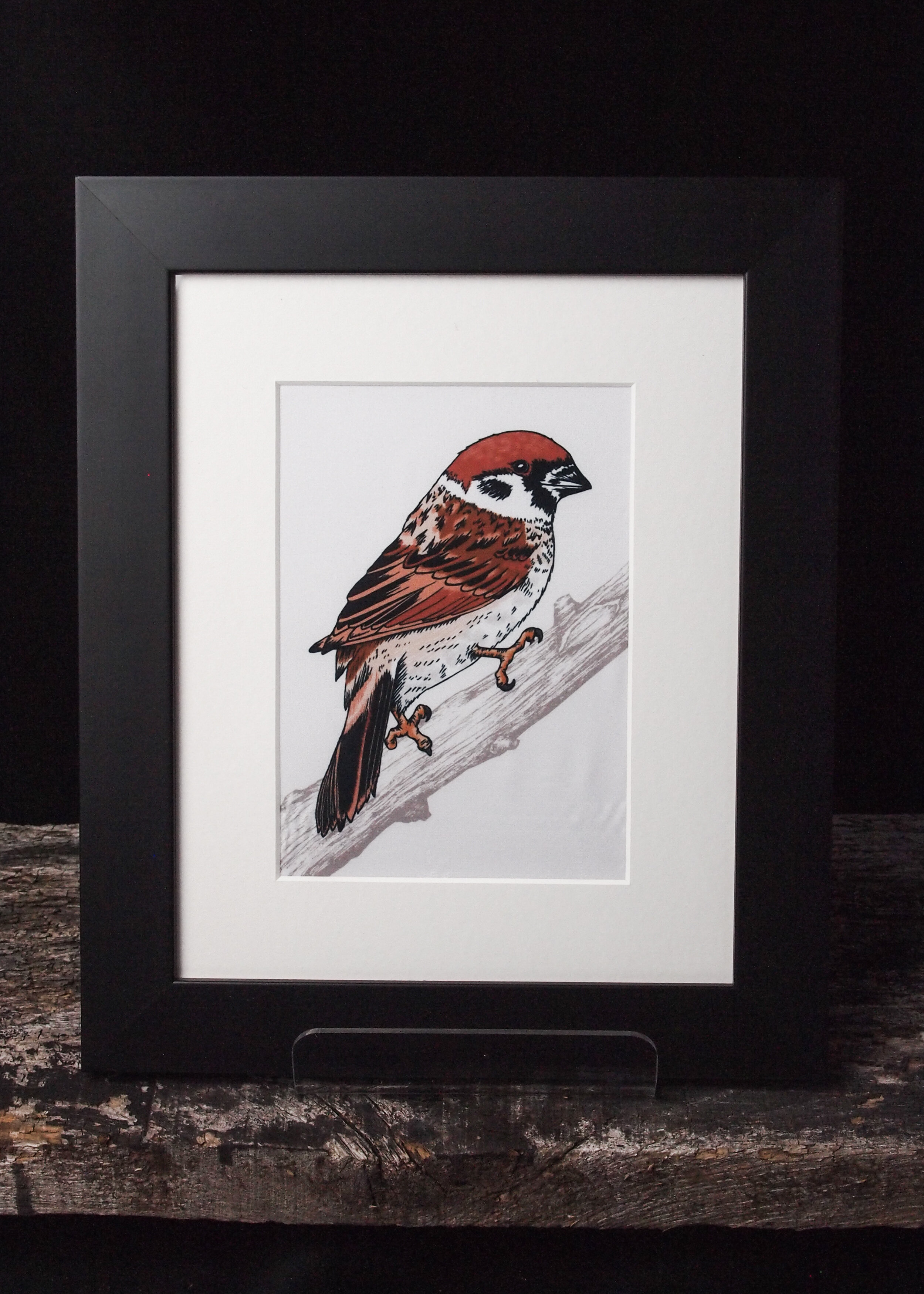 Tree Sparrow Framed Fabric Print