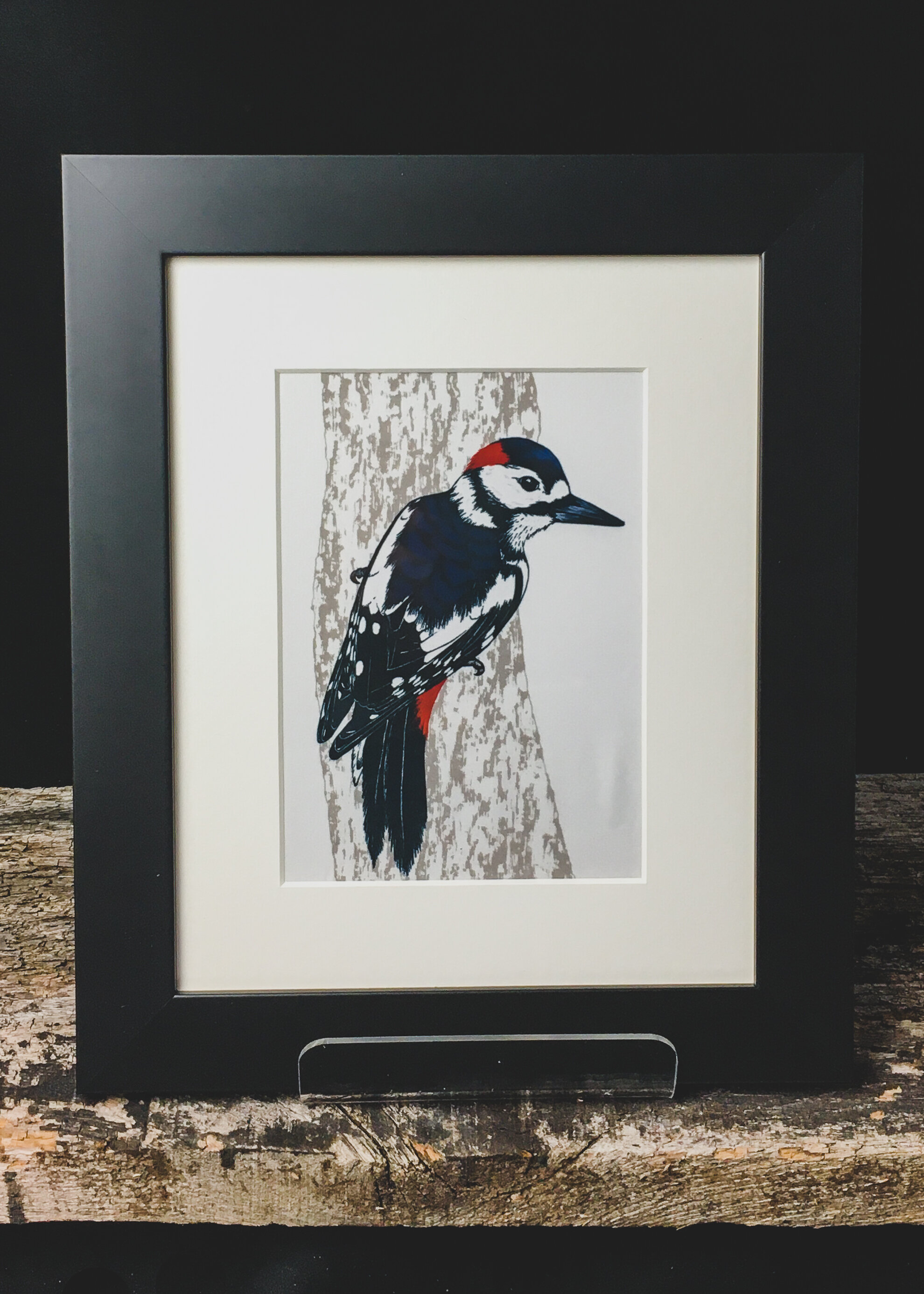 Woodpecker Framed Fabric Print