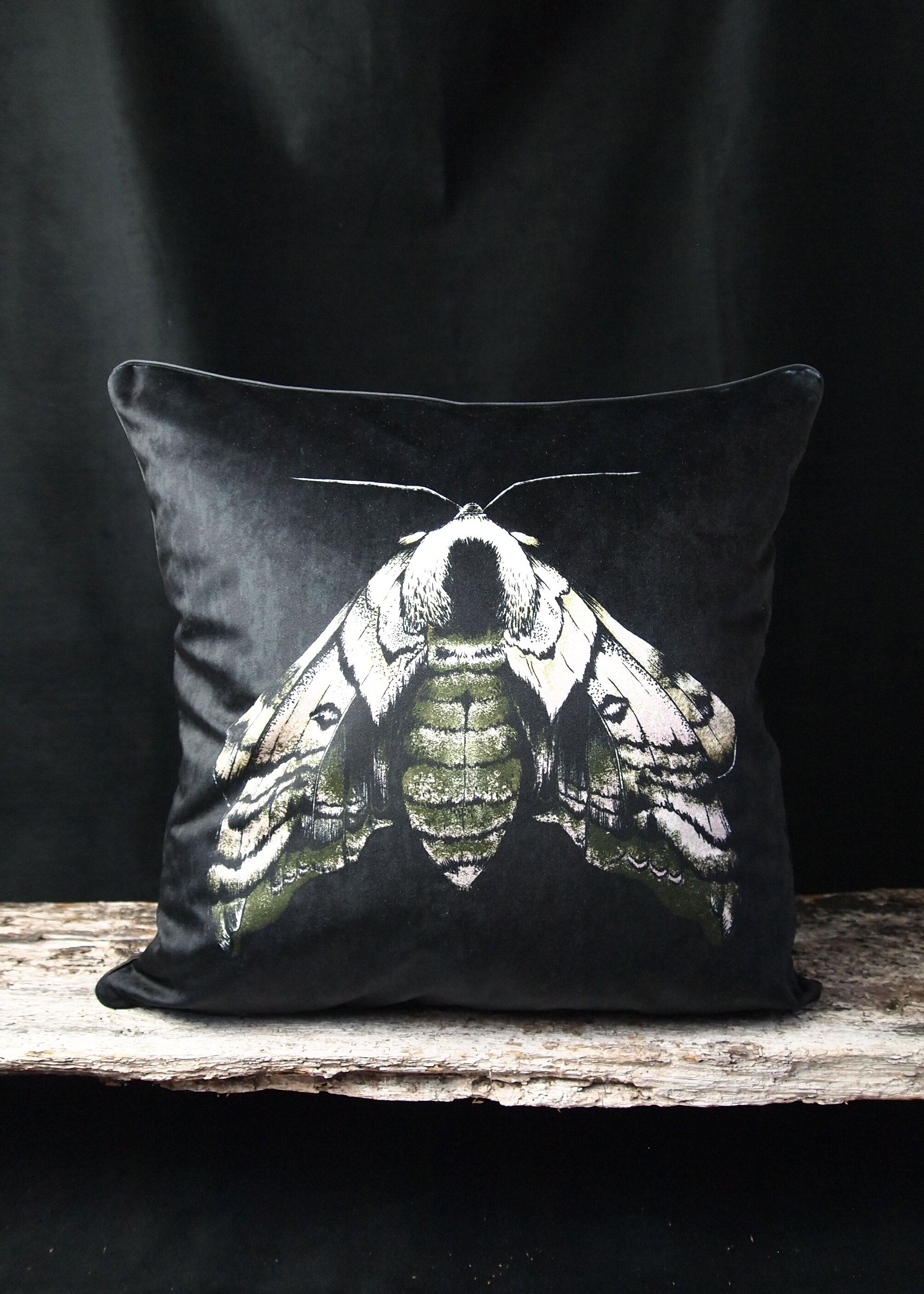 Luxury Handmade Velvet Eyed Hawk Moth Cushion
