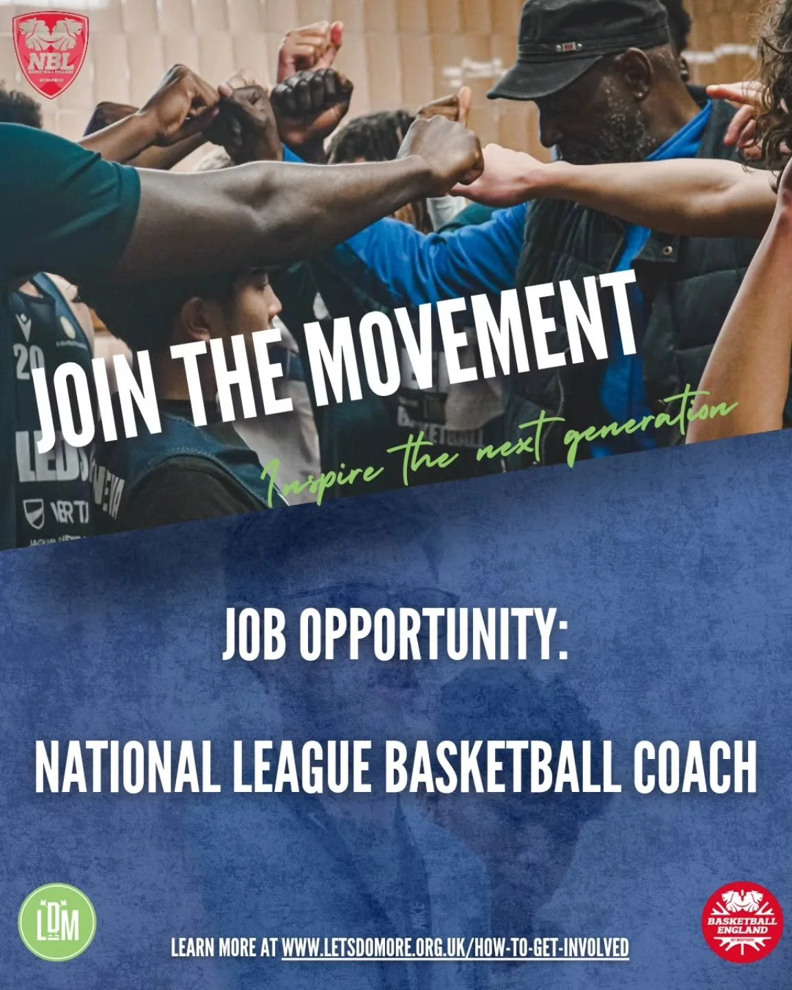 Join the movement. 🏀 

Inspire the next generation. 💙

We&rsquo;re expanding our National League programme and looking for passionate coaches to be part of something special.

Learn more at:
 https://www.letsdomore.org.uk/how-to-get-involved

#lets