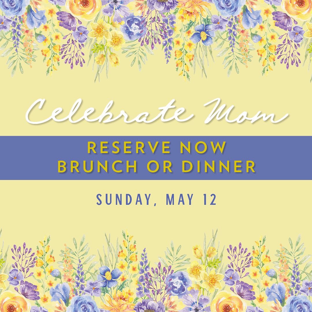 🌸✨ Treat Mom to a Special Brunch! 🥂 Book your reservation now and celebrate Mother's Day with us on May 12th. Indulge in carafes of mimosas, chef's special brunch delights like cinnamon roll pancakes, Mom's platter with all our favorites, lobster r
