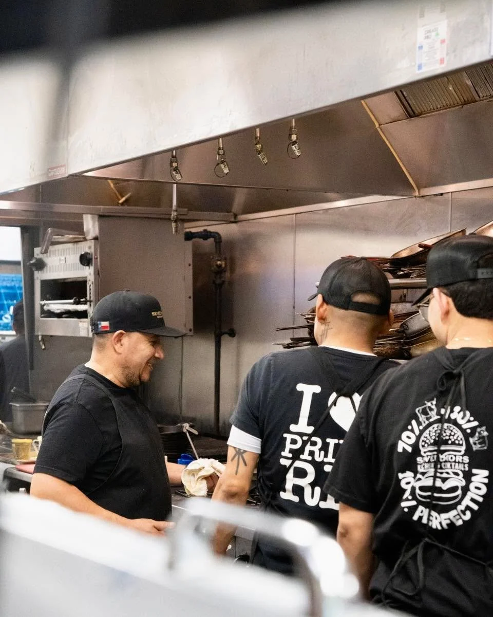 From prep to plate, the staff is ready to welcome you in for another unforgettable night at Seven Doors Kitchen &amp; Cocktails. See you this weekend 🍽️✨