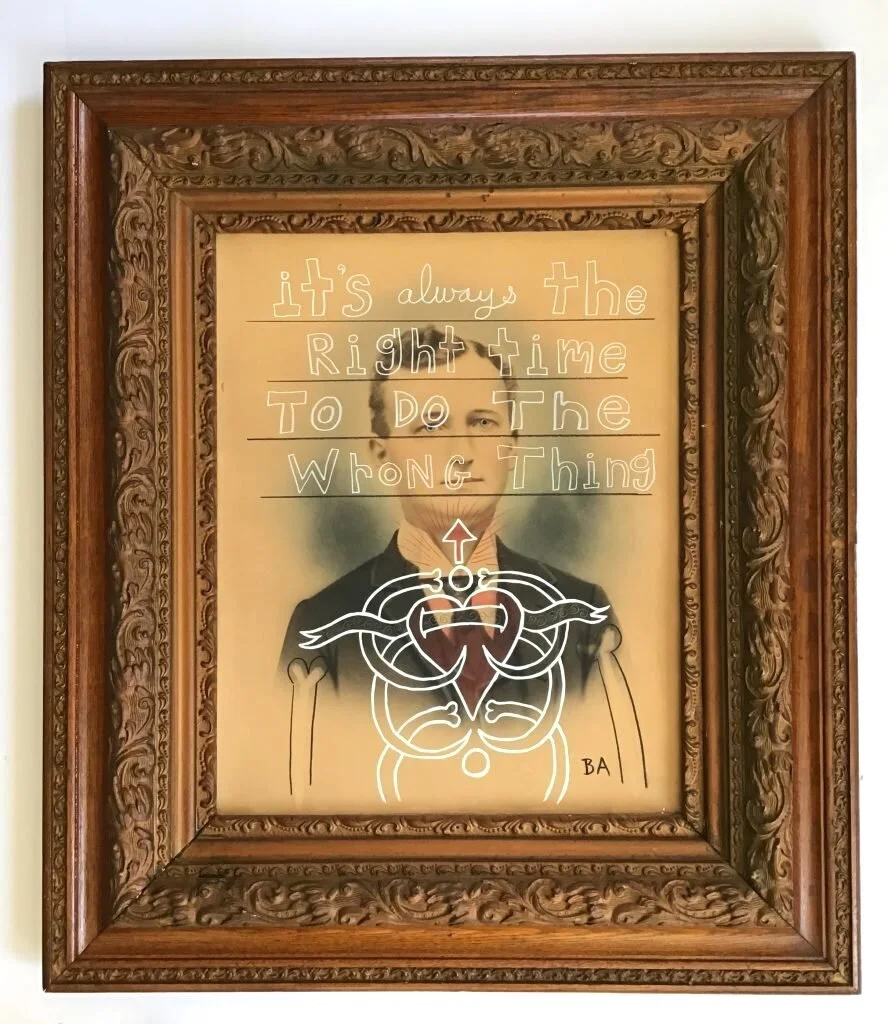 ‘It’s Always The Right Time To Do The Wrong Thing’, 2015 Intertwangled vintage photograph with mixed media